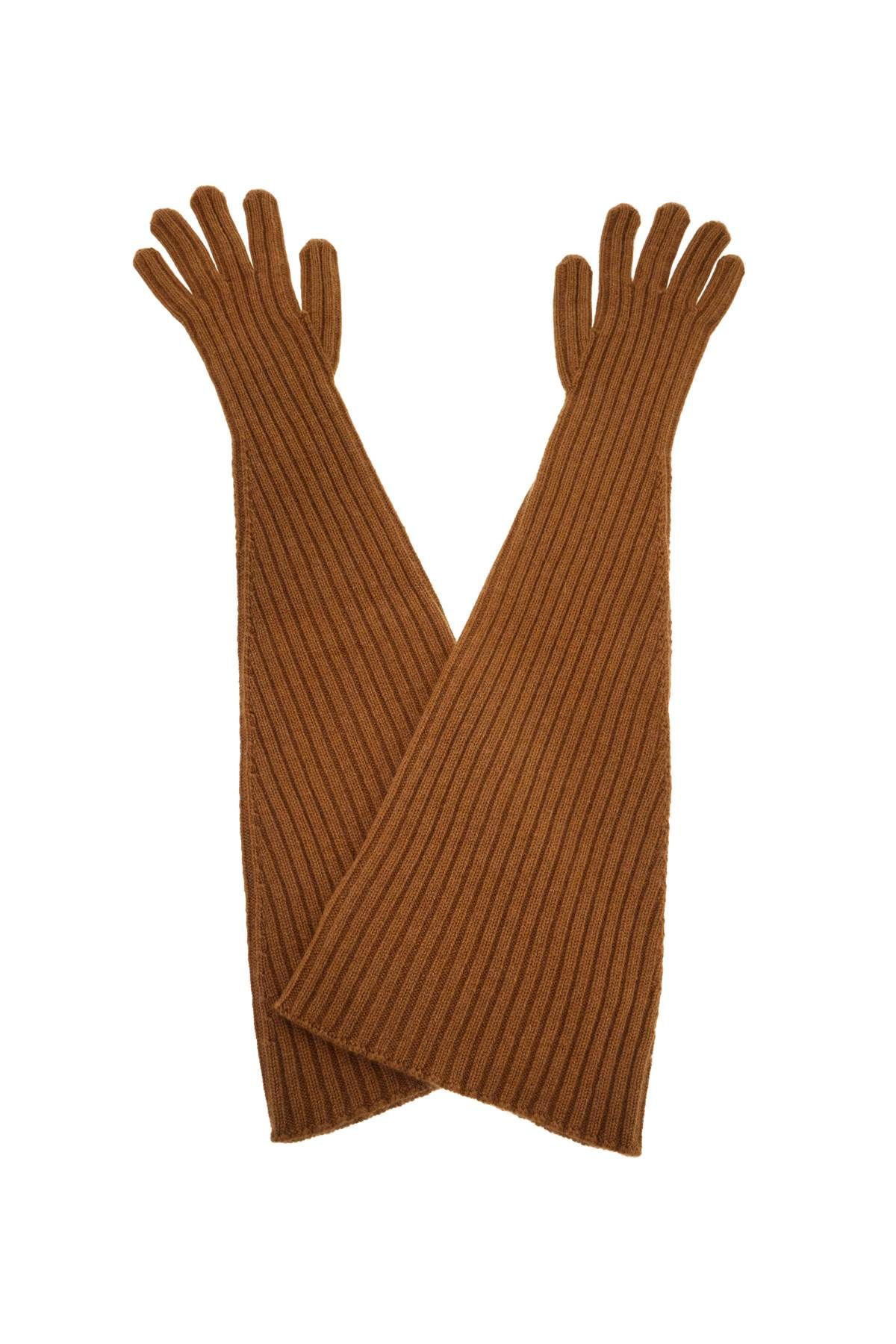 Shop The Row Fergie Long Cashmere Gloves In Brown