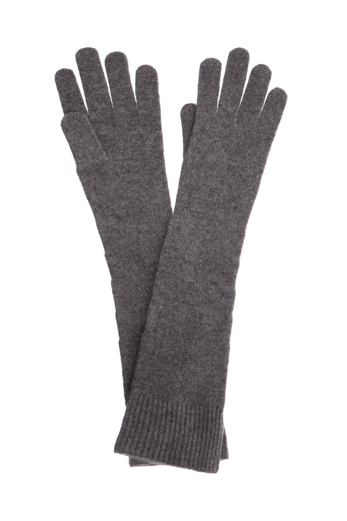 Shop Totême Long Wool And Cashmere Gloves In Grey