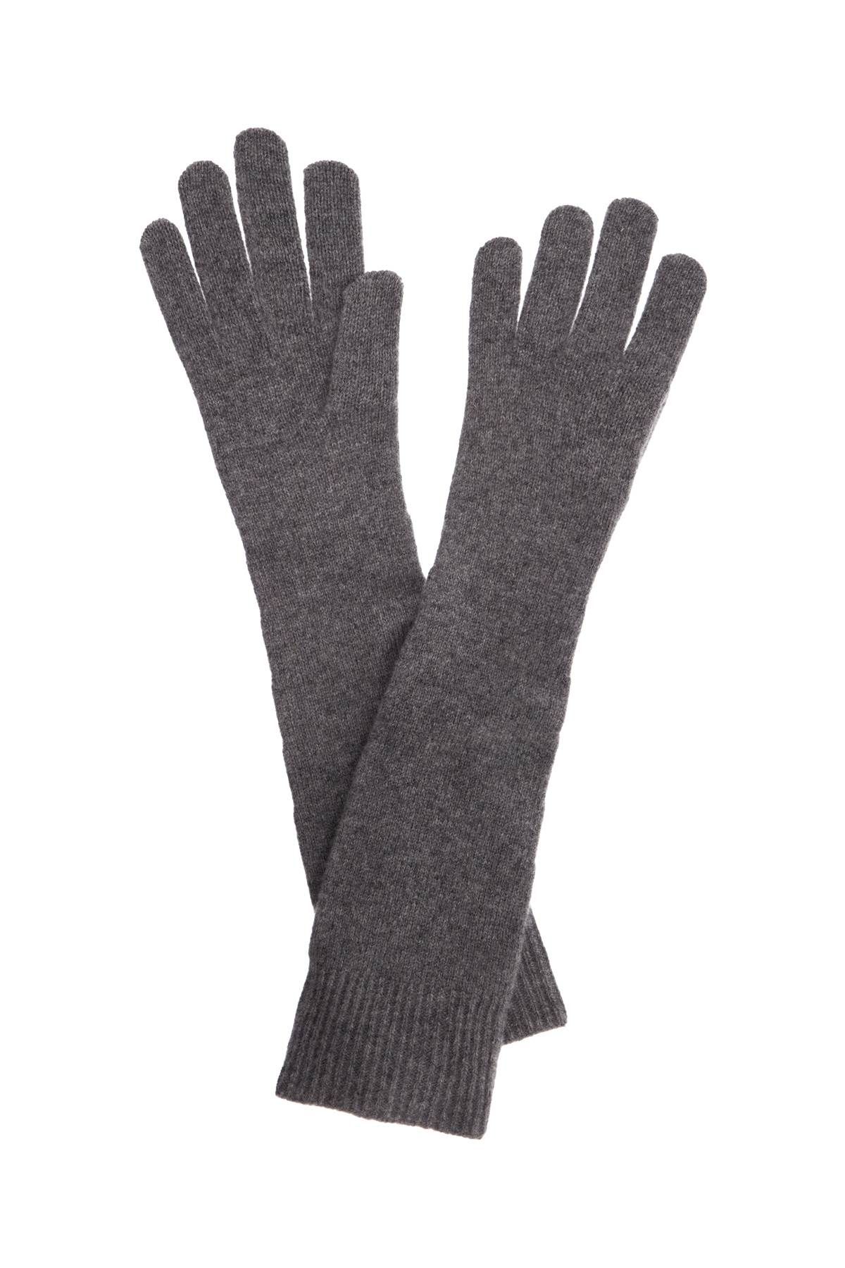 Shop Totême Long Wool And Cashmere Gloves In Grey