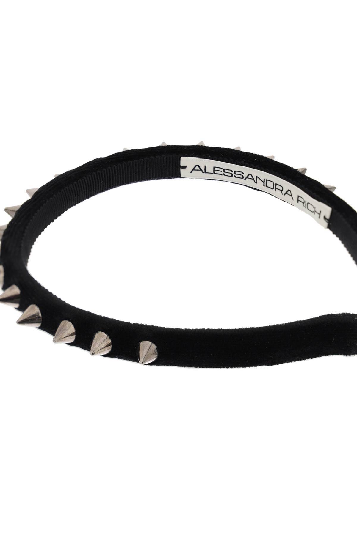 Shop Alessandra Rich Velvet Headband With Spike In Black