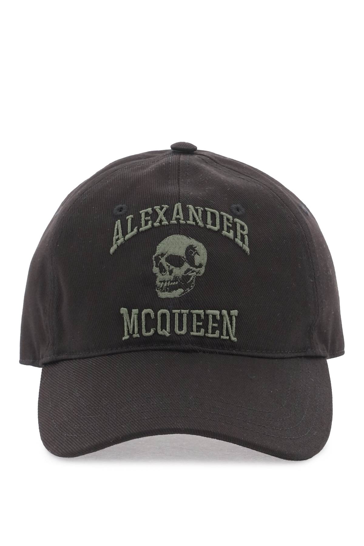 Shop Alexander Mcqueen Varsity Skull Baseball Cap In Black