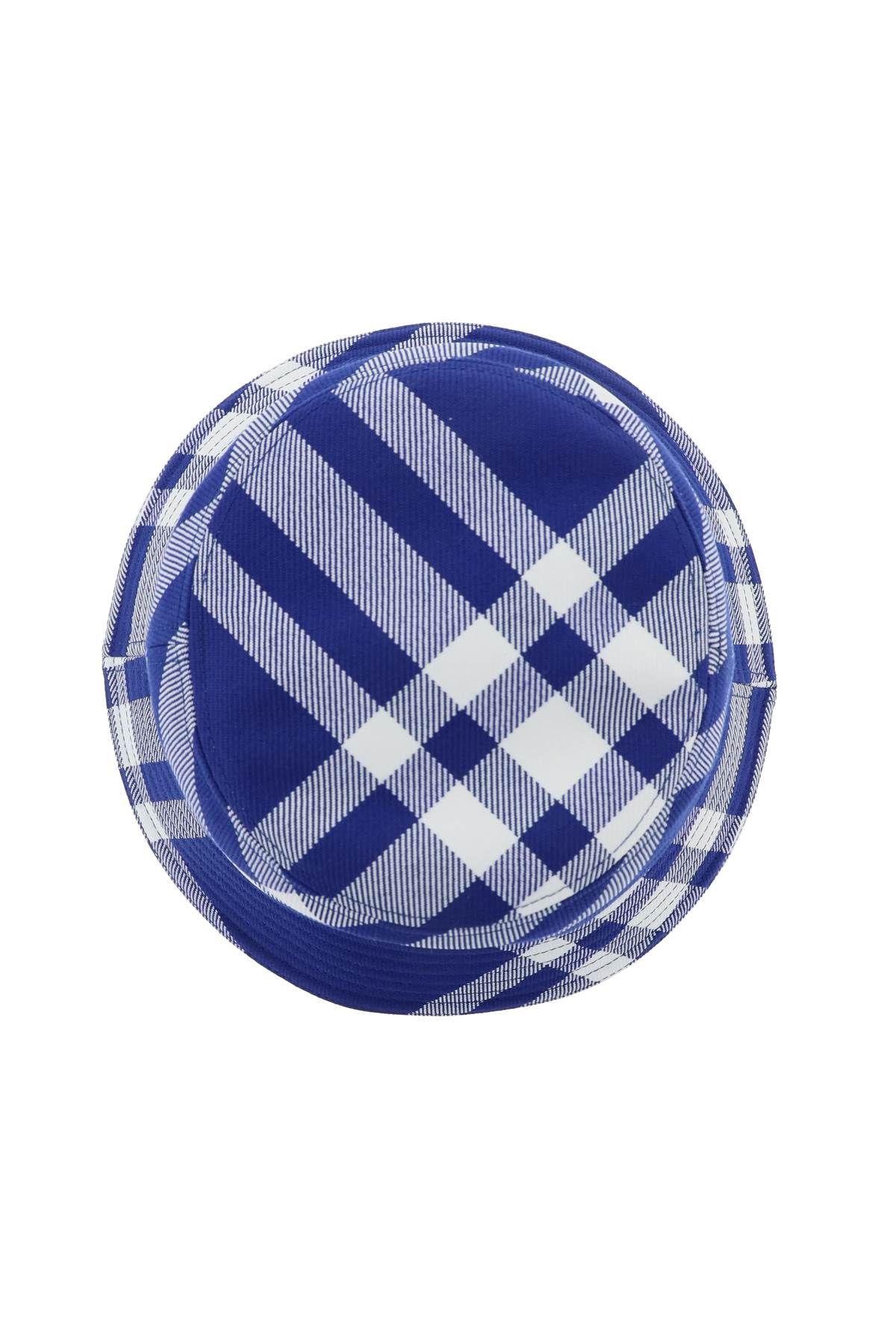 Shop Burberry Check Bucket Hat In White,blue