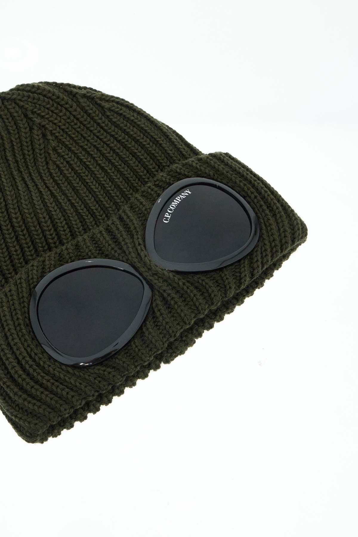 Shop C.p. Company 'woolen Beanie Goggle In Green