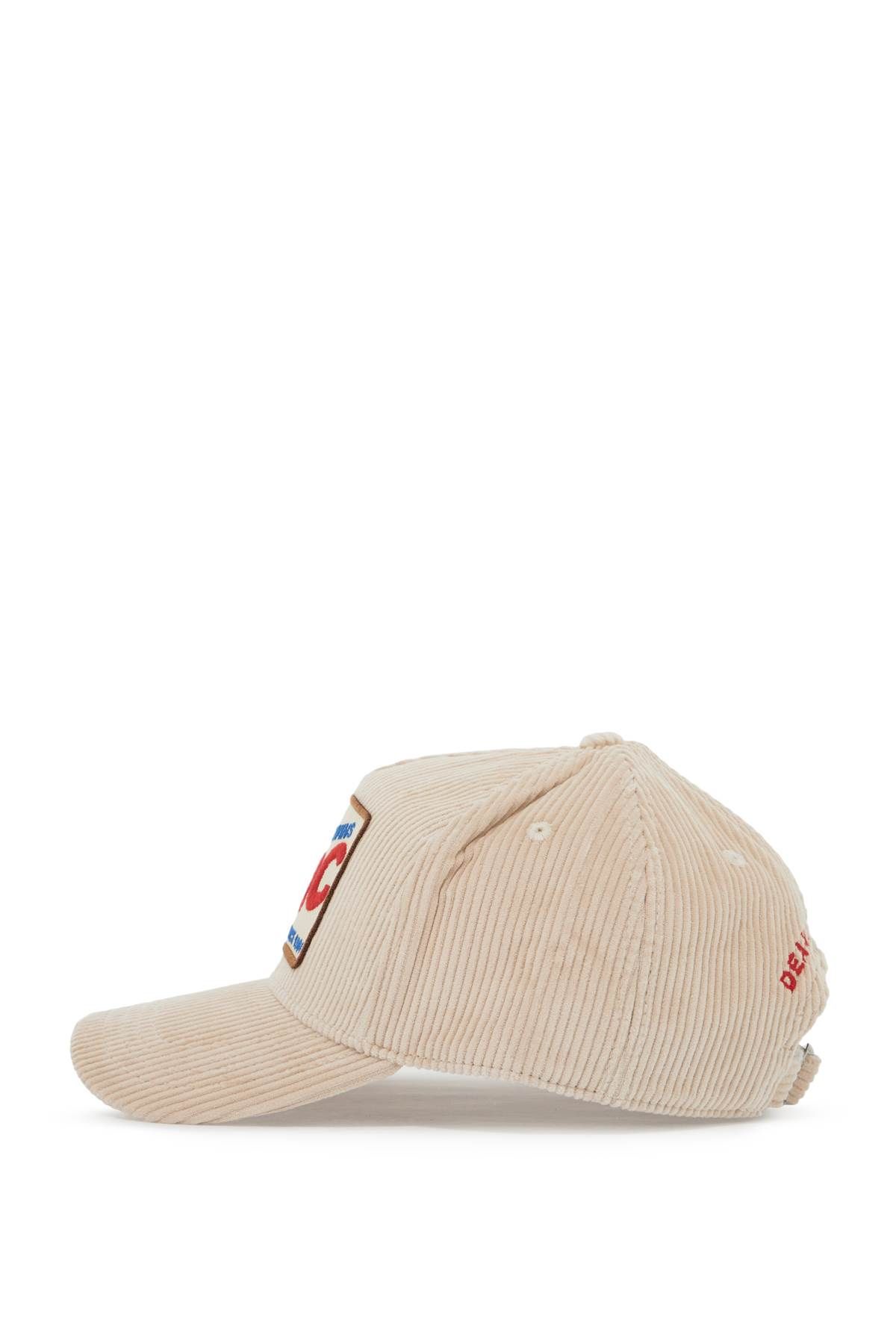 Shop Dsquared2 Velvet Ribbed Baseball Cap With Nine In Beige