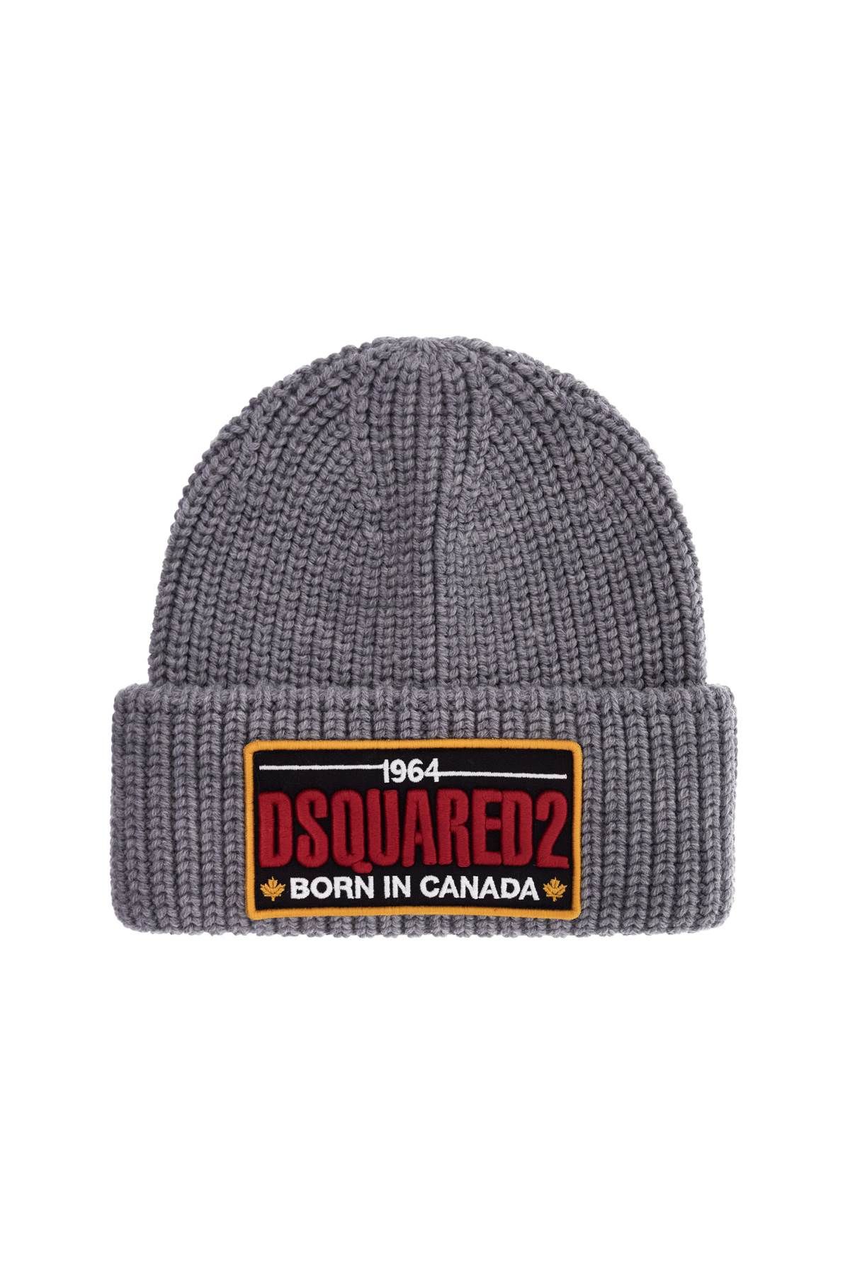 Shop Dsquared2 "beanie Hat With Patch Logo In Grey