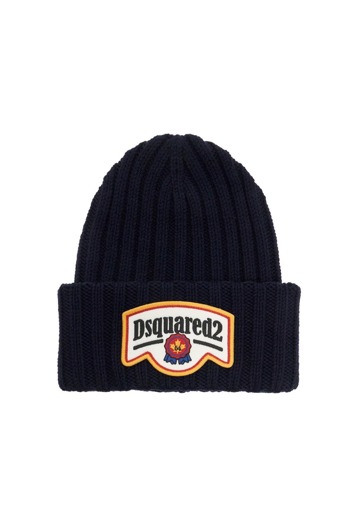 Shop Dsquared2 "beanie Hat With Patch Logo In Blue