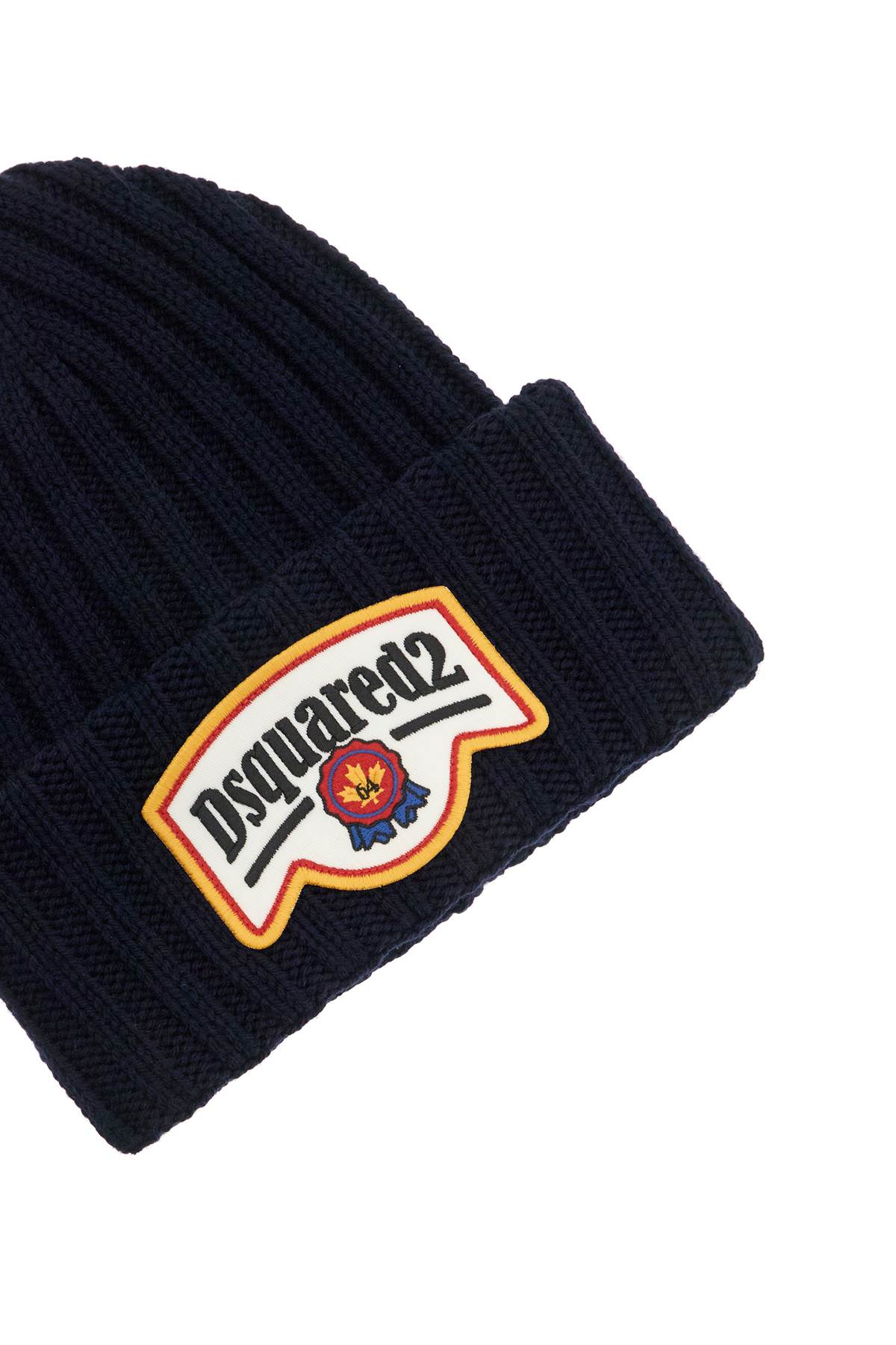 Shop Dsquared2 "beanie Hat With Patch Logo In Blue