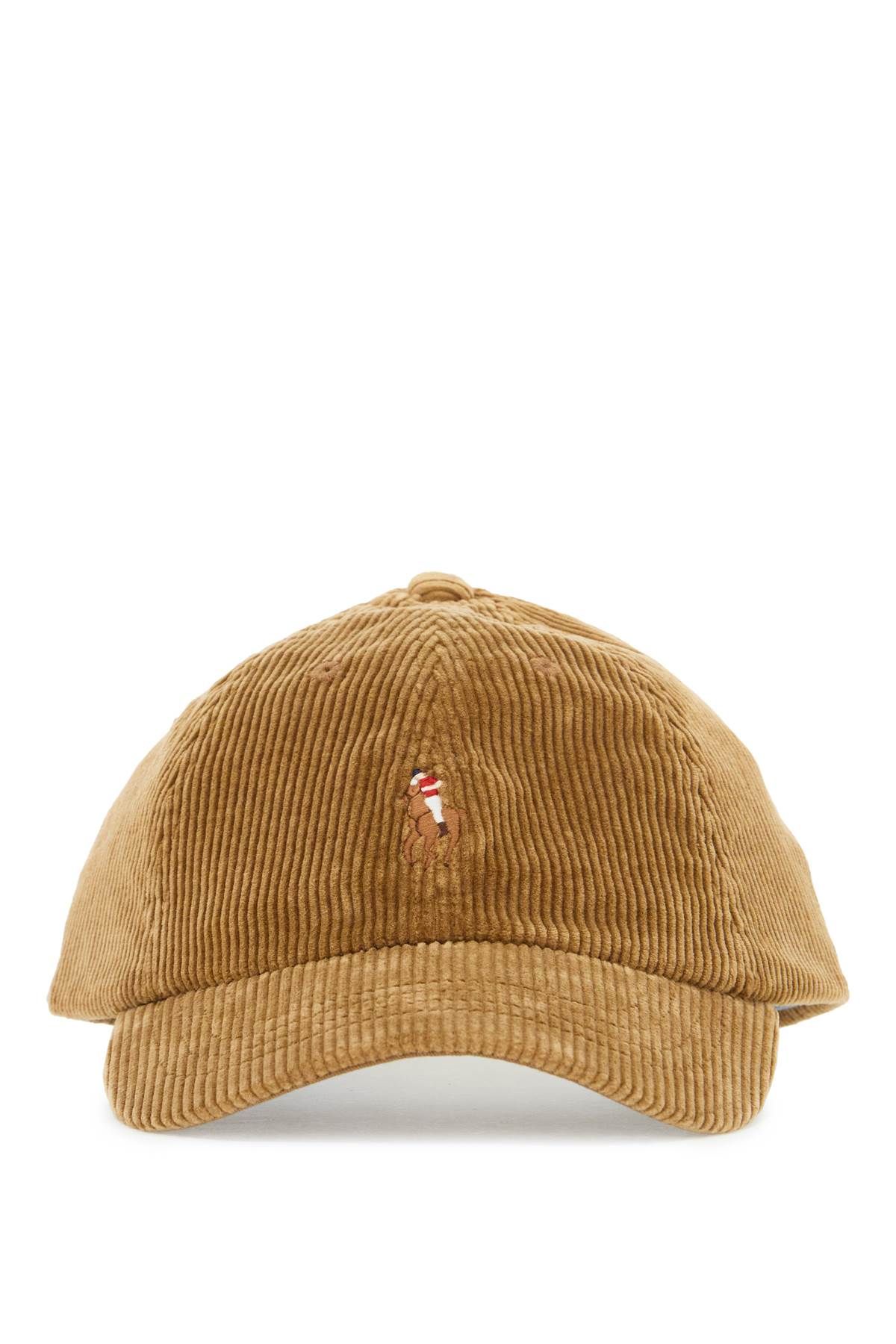 Shop Polo Ralph Lauren Velvet Ribbed Baseball Cap With Nine In Beige