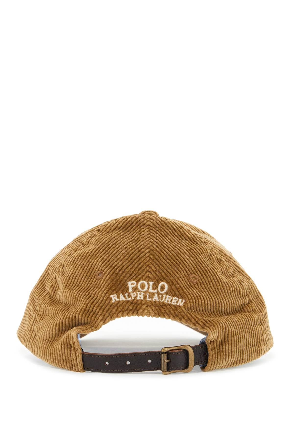 Shop Polo Ralph Lauren Velvet Ribbed Baseball Cap With Nine In Beige