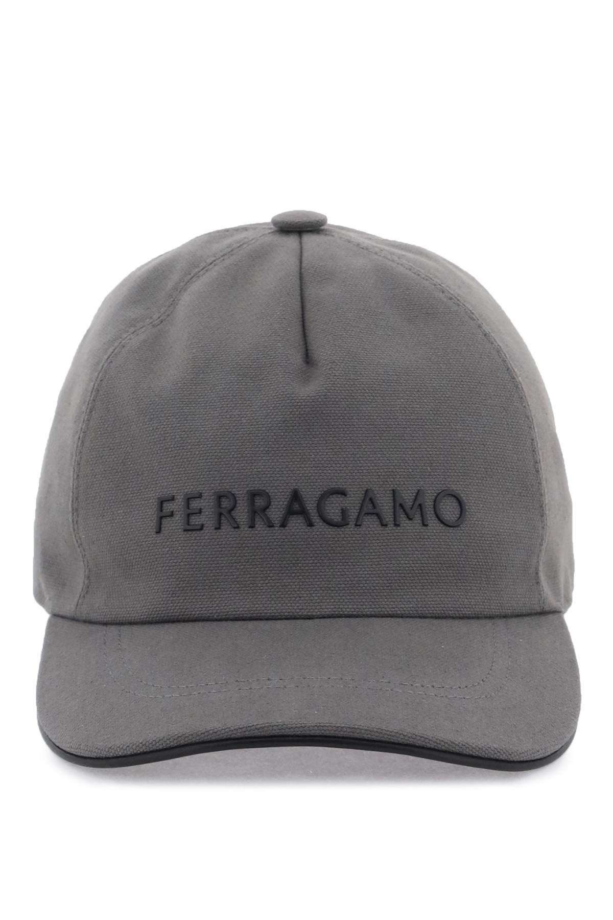 Shop Ferragamo Logo Baseball Cap In Grey