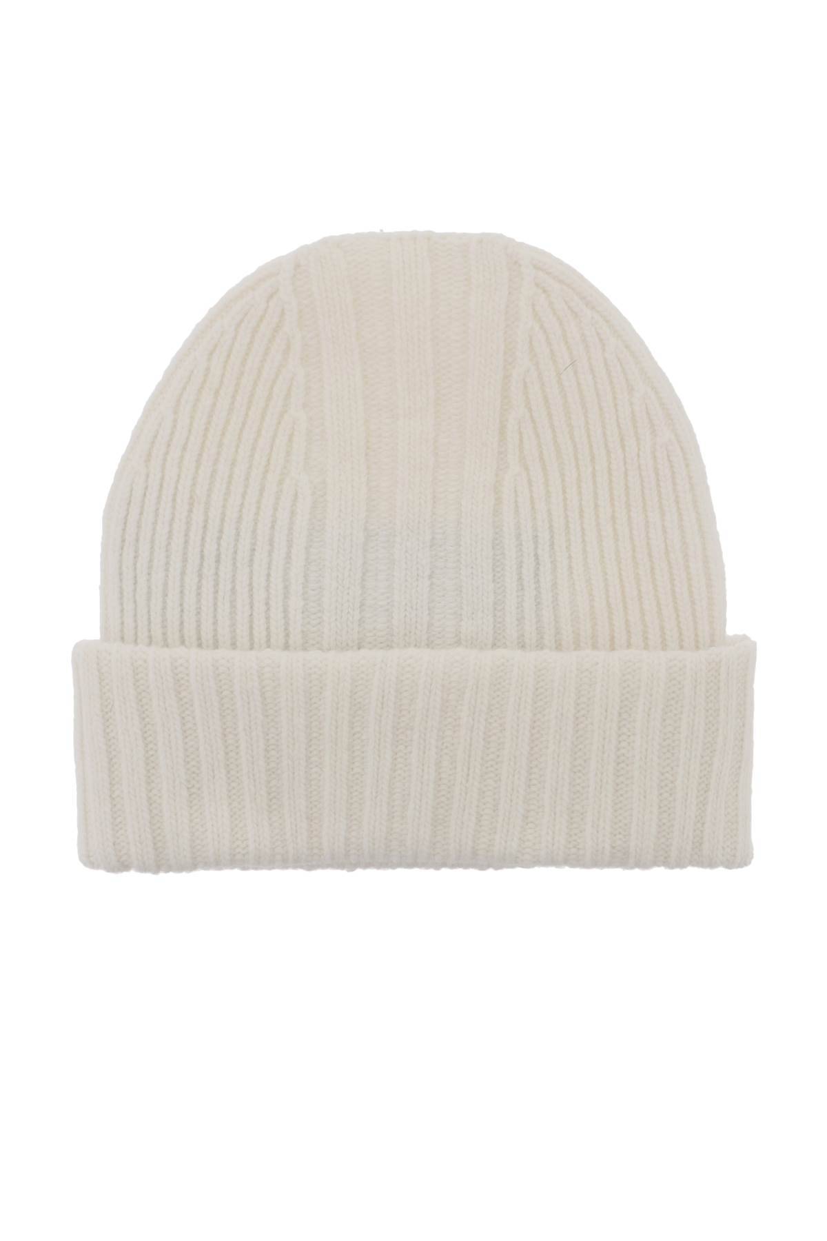 Shop Y-3 Beanie Hat In Ribbed Wool With Logo Patch In White