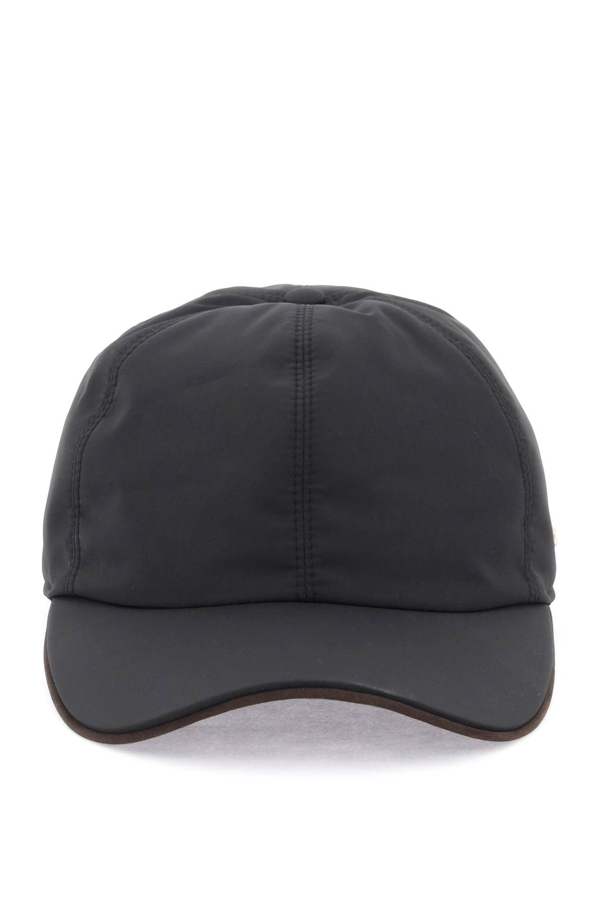 Shop Zegna Baseball Cap With Leather Trim In Black