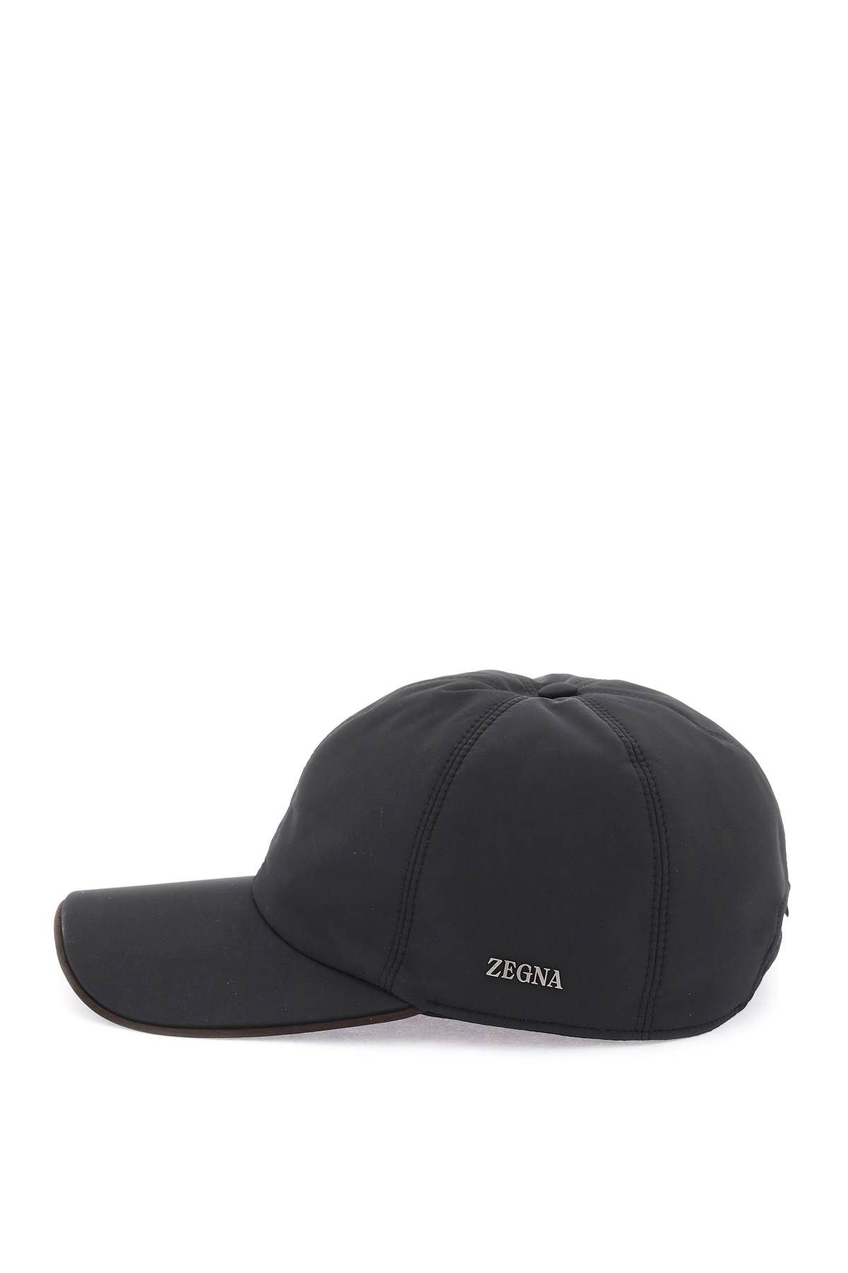 Shop Zegna Baseball Cap With Leather Trim In Black