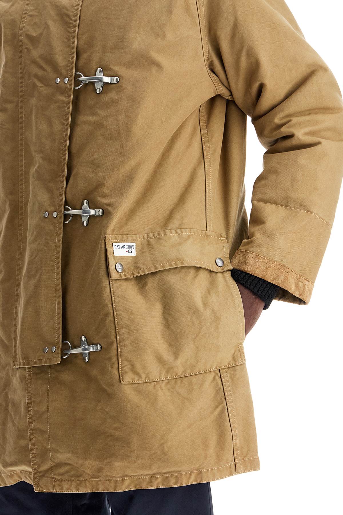 Shop Fay Archive Padded Canvas Jacket Coat In Beige