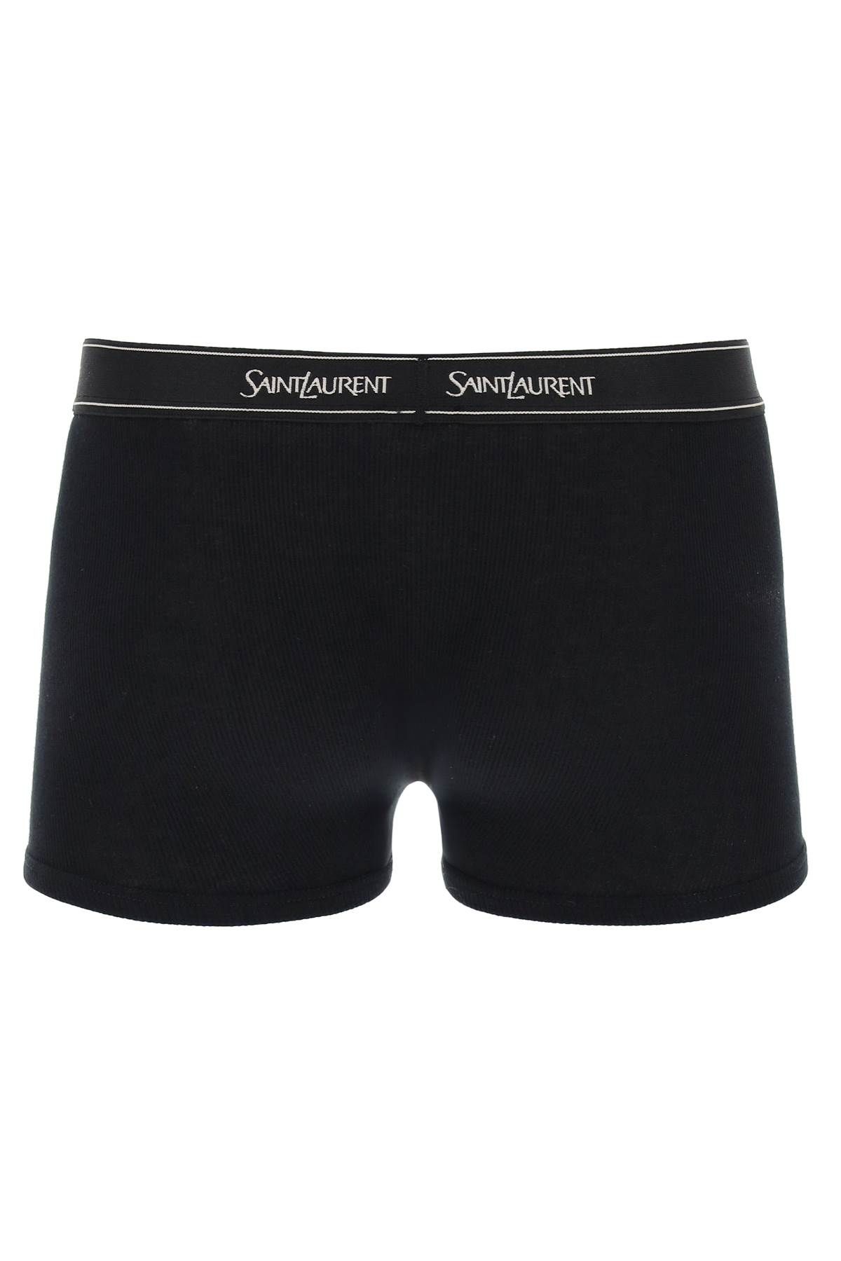 Shop Saint Laurent Intimate Boxer Shorts With Logo Band In Black