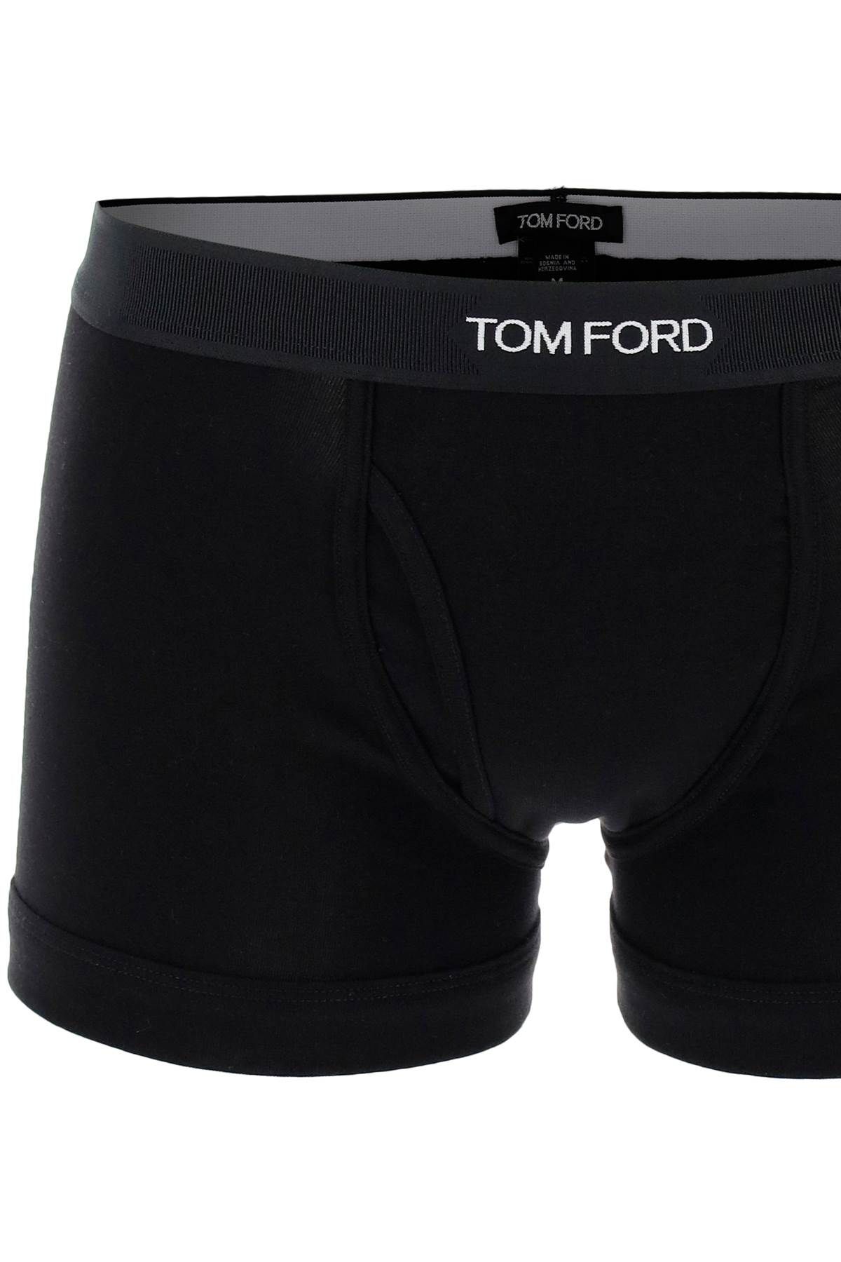Shop Tom Ford Cotton Boxer Briefs With Logo Band In Black