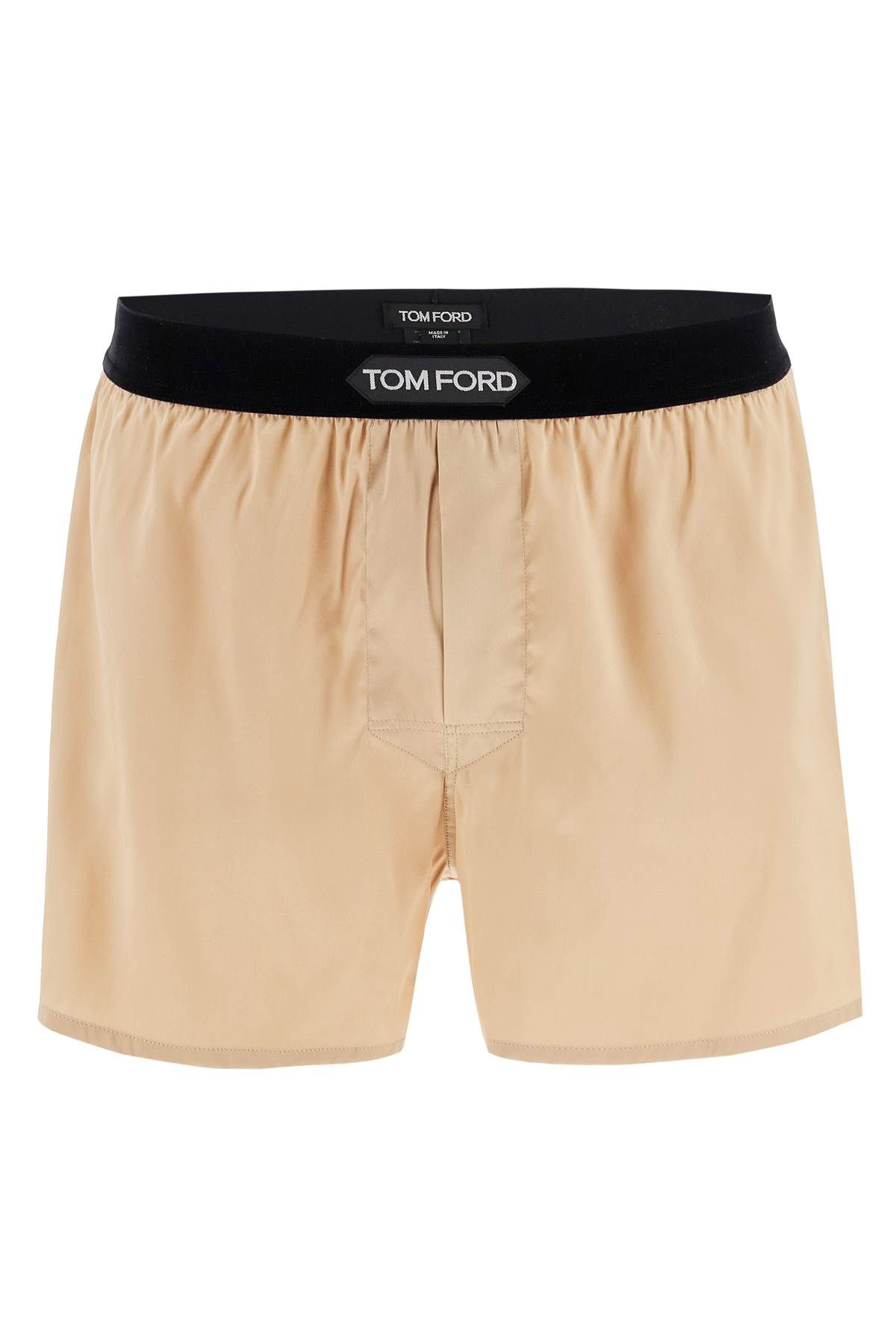 Shop Tom Ford Silk Boxer Shorts In Beige