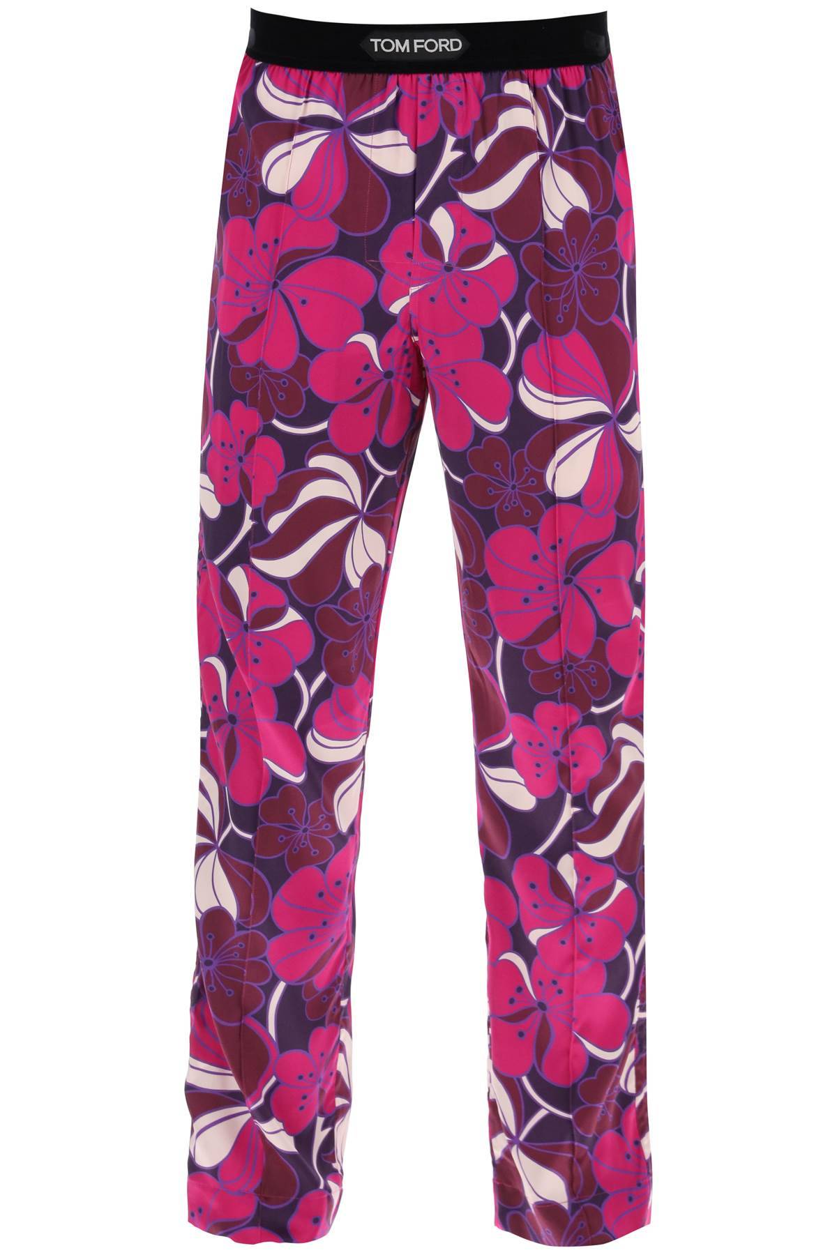 Shop Tom Ford Pajama Pants In Floral Silk In Purple