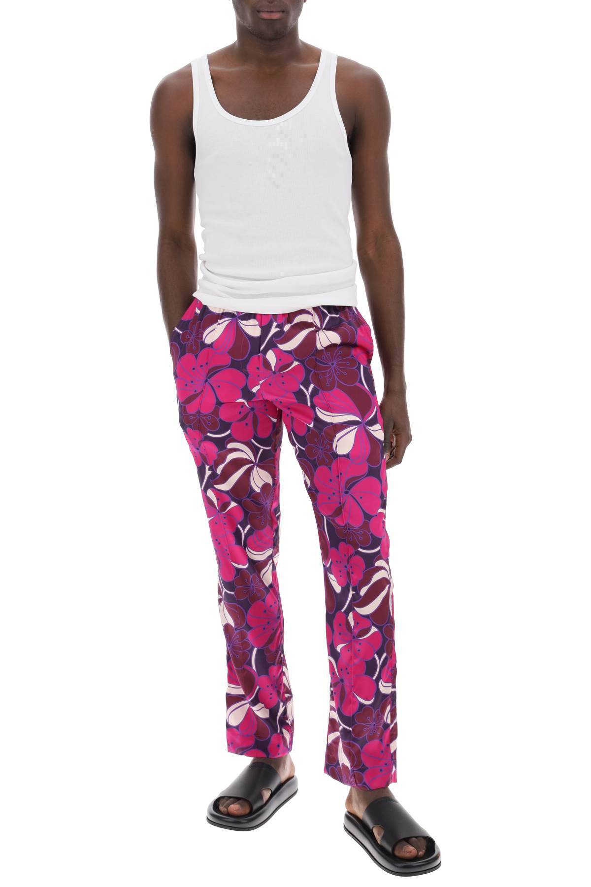 Shop Tom Ford Pajama Pants In Floral Silk In Purple