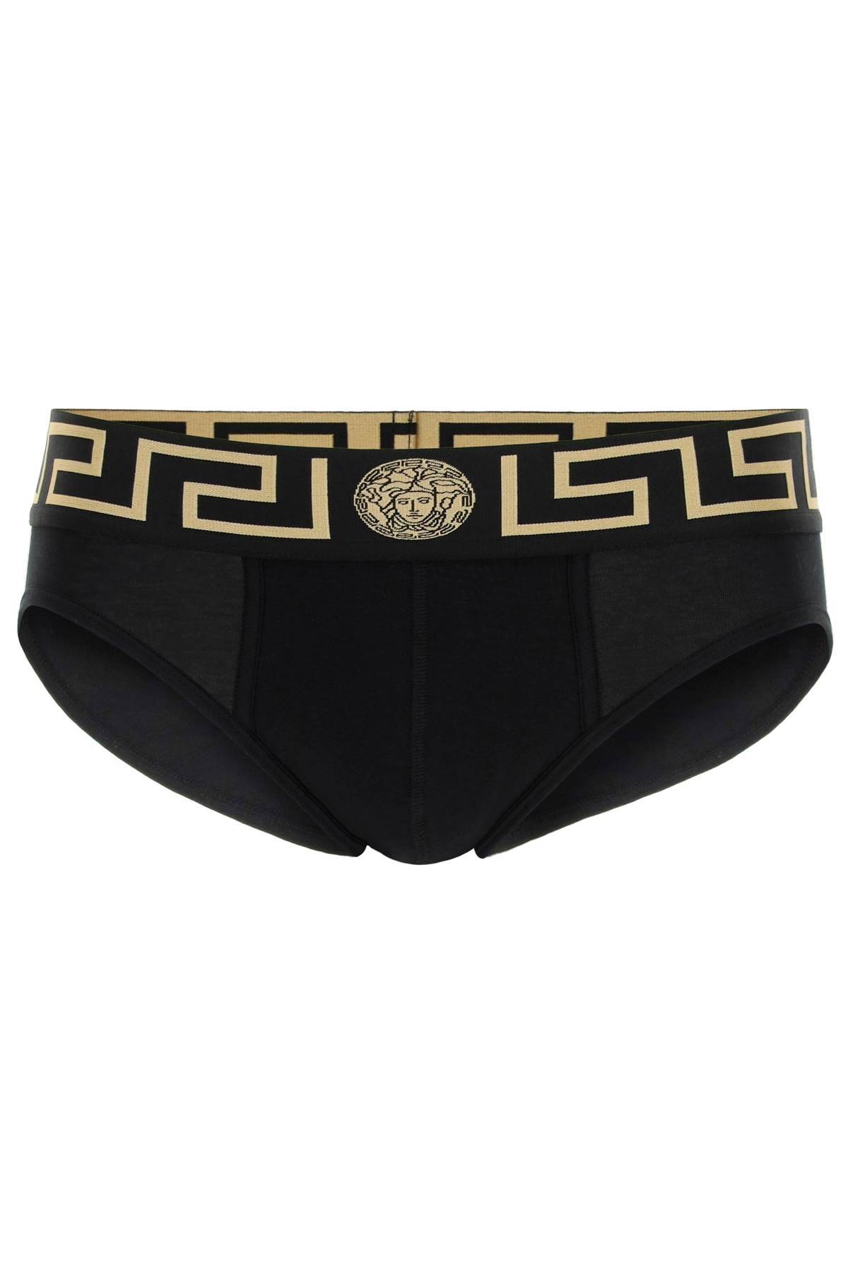 Shop Versace Underwear Briefs Tri-pack In Black,gold