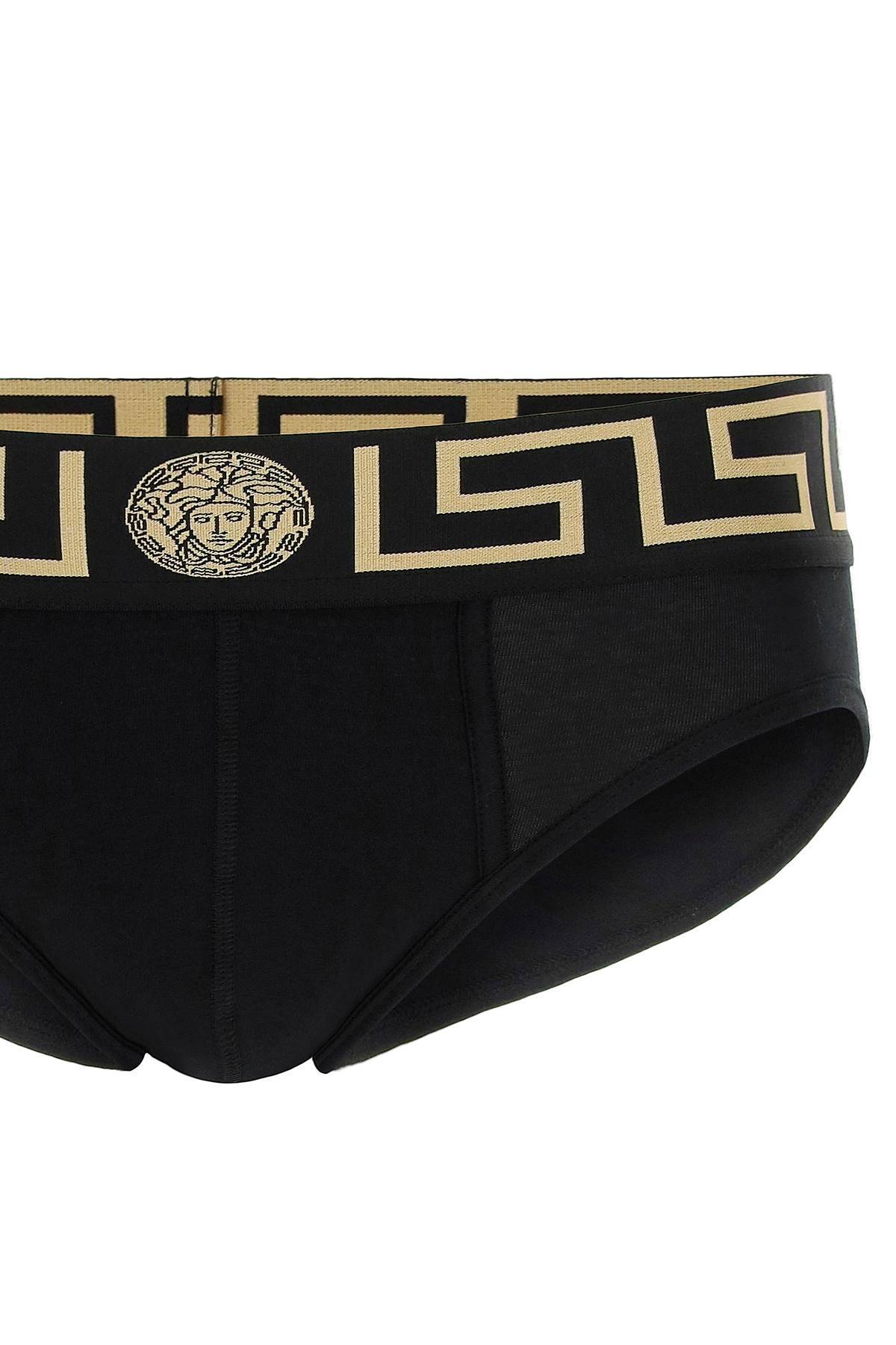 Shop Versace Underwear Briefs Tri-pack In Black,gold