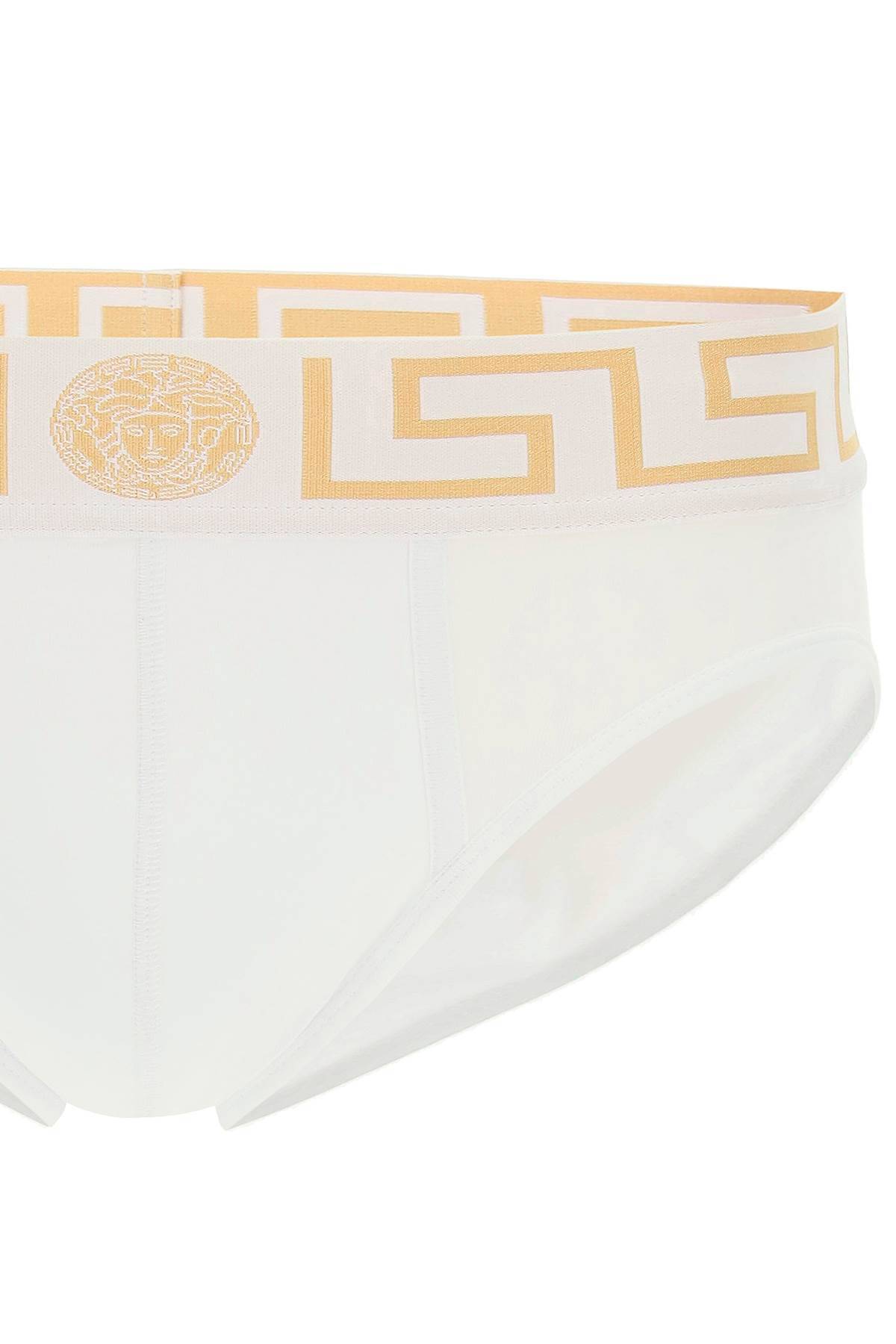 Shop Versace Underwear Briefs Tri-pack In White,gold