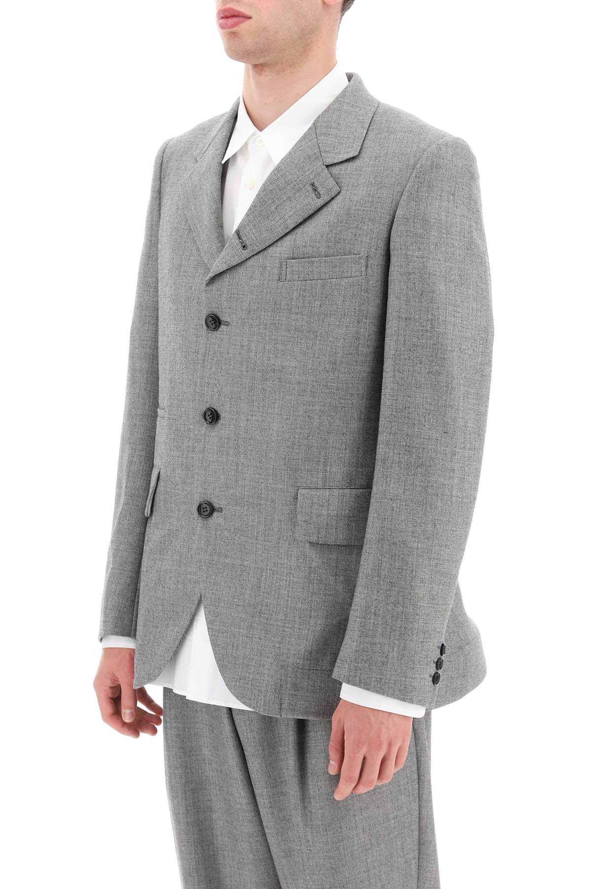 Shop Comme Des Garçons Homme Deux Salt And Pepper Wool Jacket In Grey