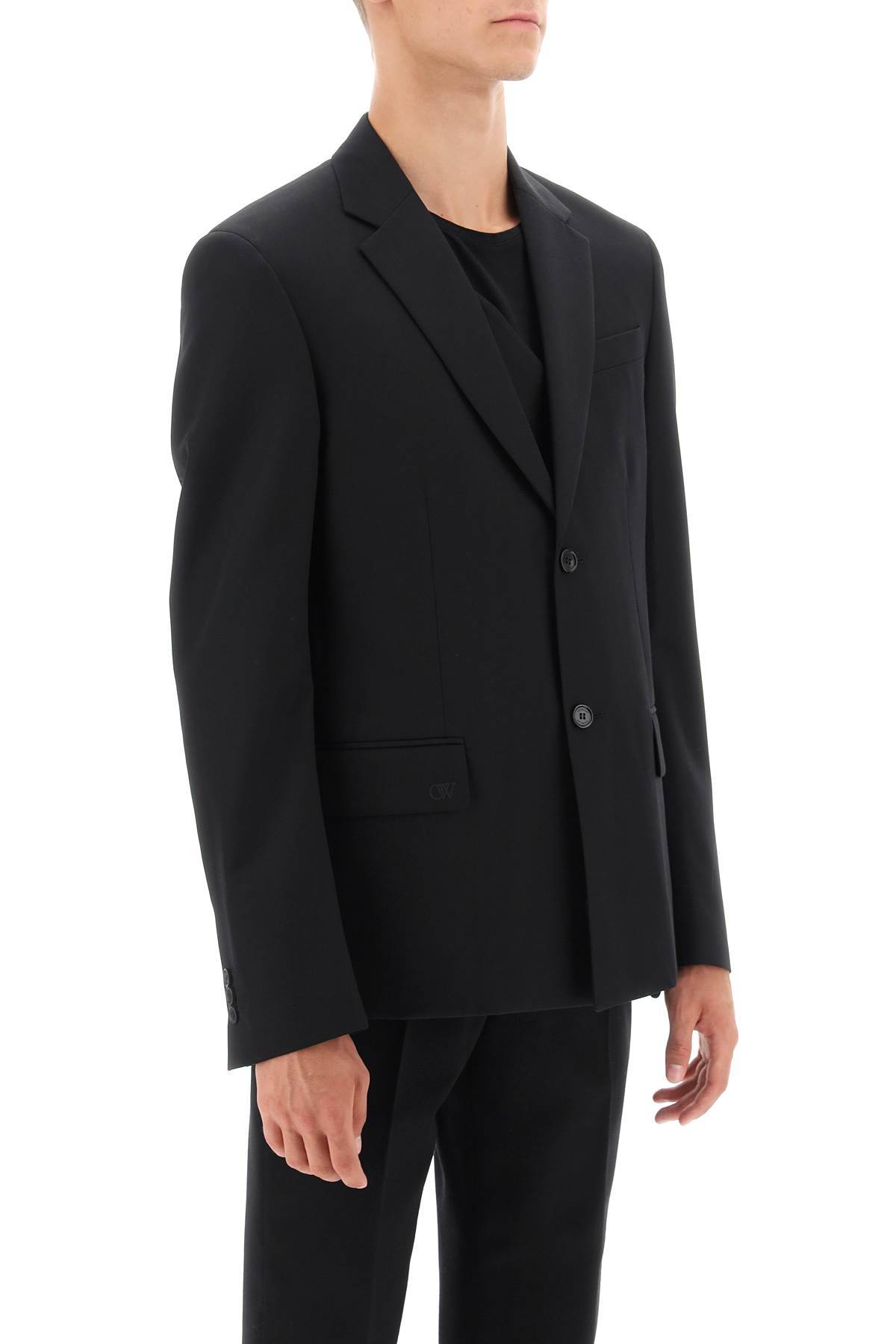 Shop Off-white Light-wool Single-breasted Jacket In Black