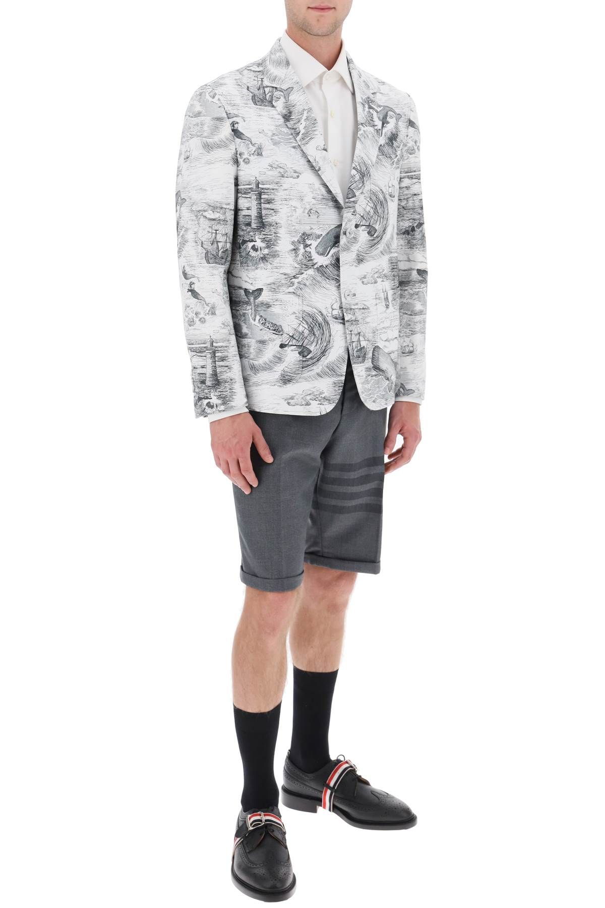 Shop Thom Browne Deconstructed Single-breasted Jacket With Nautical Toile Motif In White,black