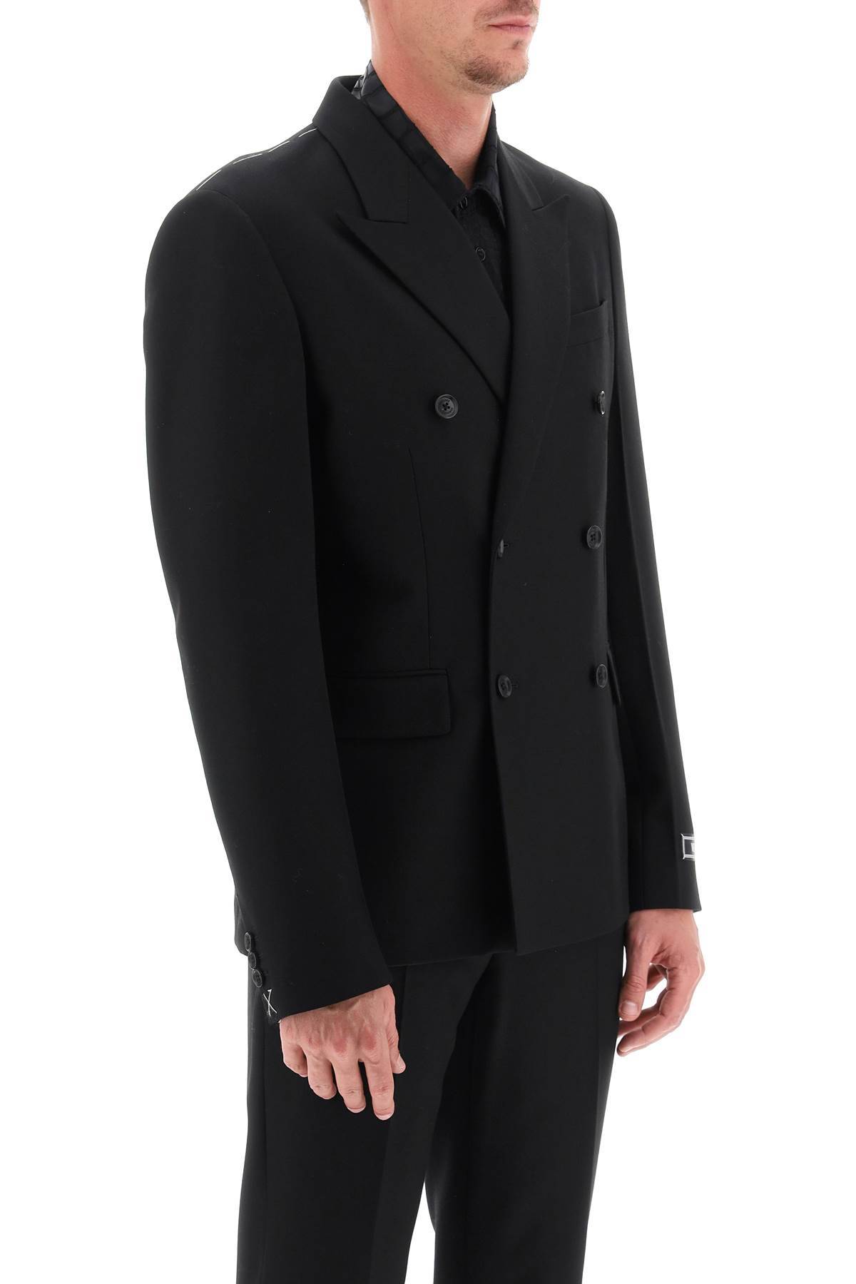 Shop Versace Tailoring Jacket In Wool In Black