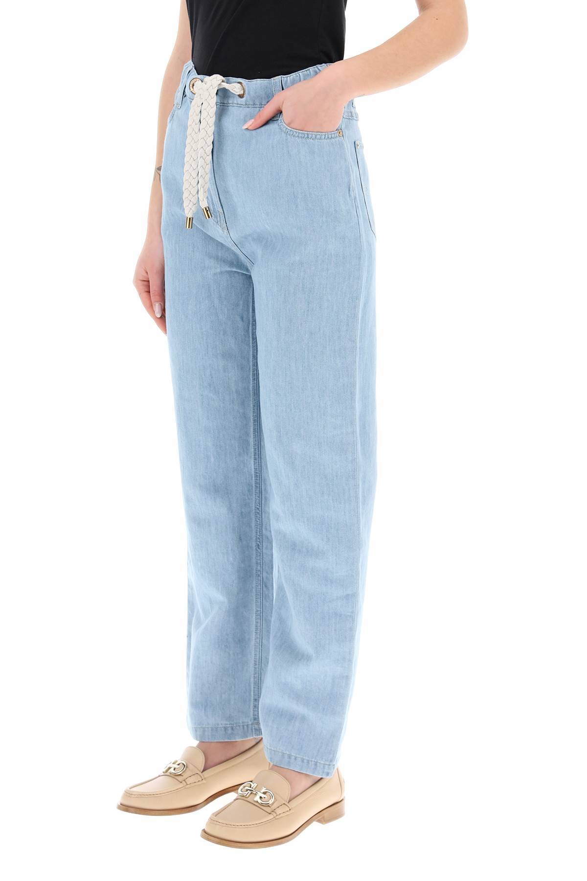 Shop Agnona Drawstring Jeans In Light Denim In Light Blue