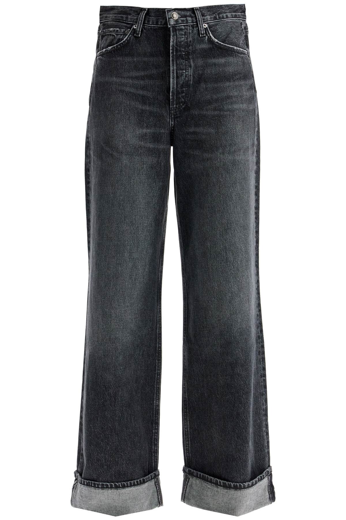 Shop Agolde Dame Wide Leg Jeans In Black