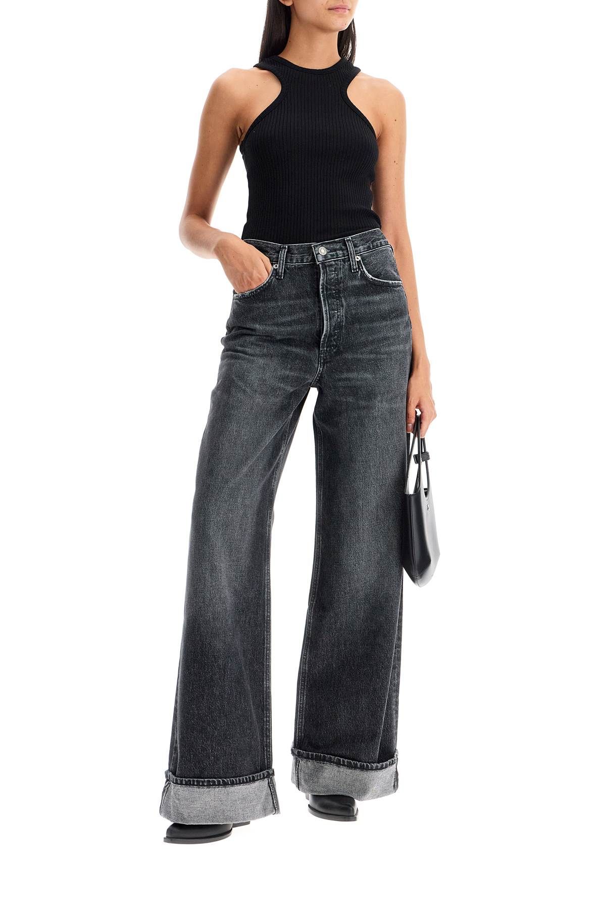 Shop Agolde Dame Wide Leg Jeans In Black