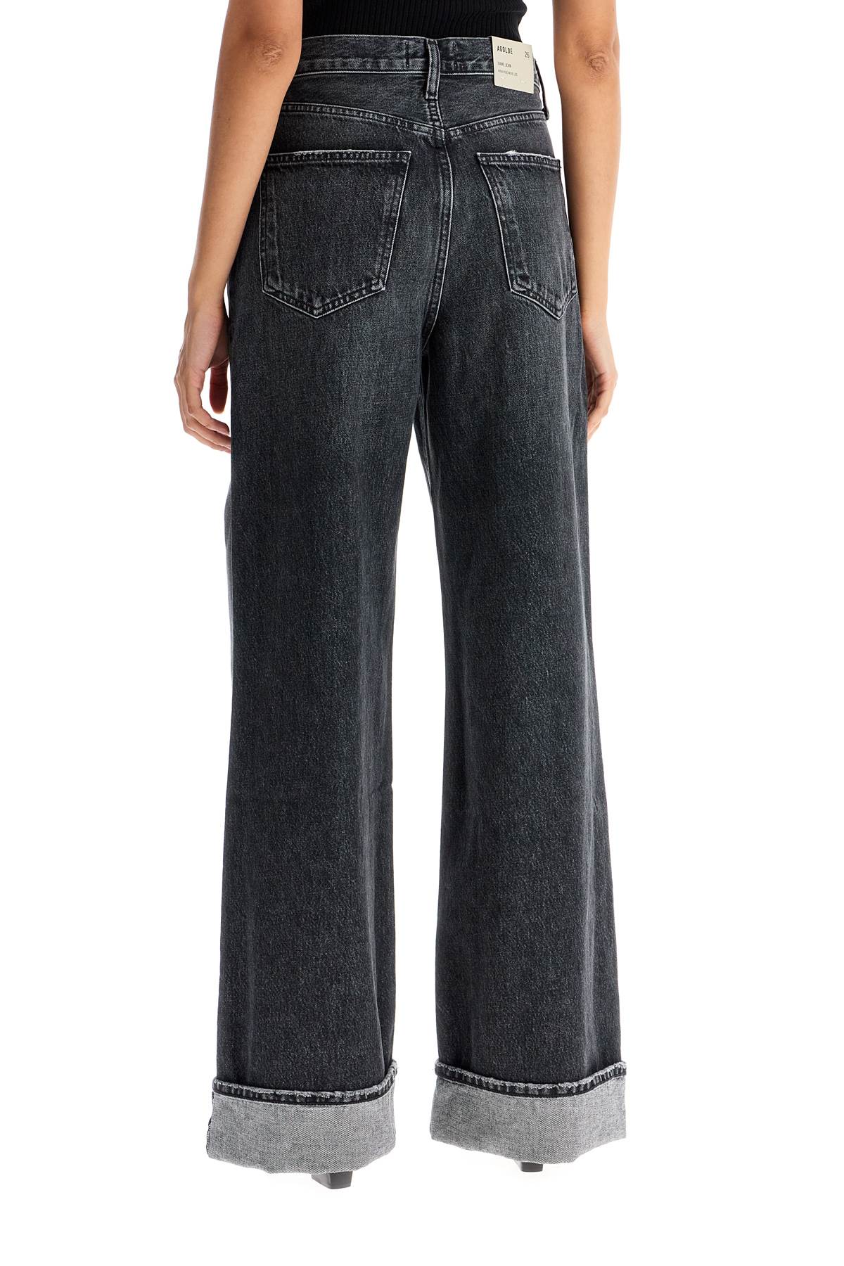 Shop Agolde Dame Wide Leg Jeans In Black