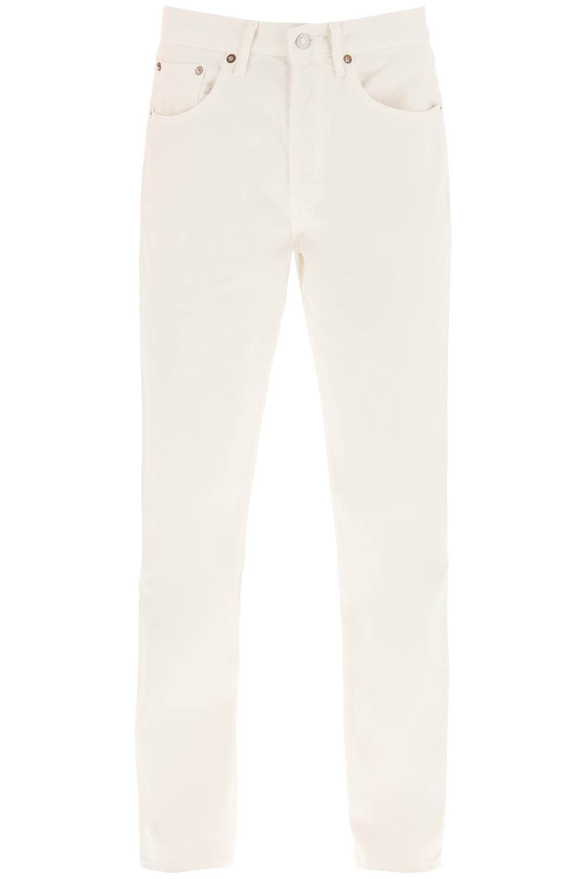 Shop Agolde Lana Straight Mid Rise Jeans In White