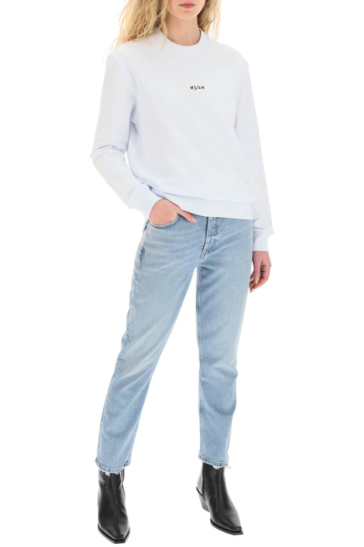 Shop Agolde 'riley' Jeans In Light Blue