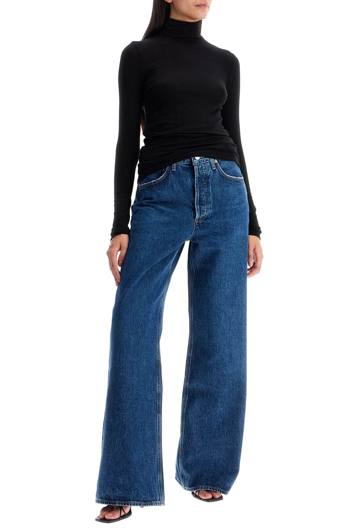 Shop Agolde Dame Wide Leg Jeans In Blue