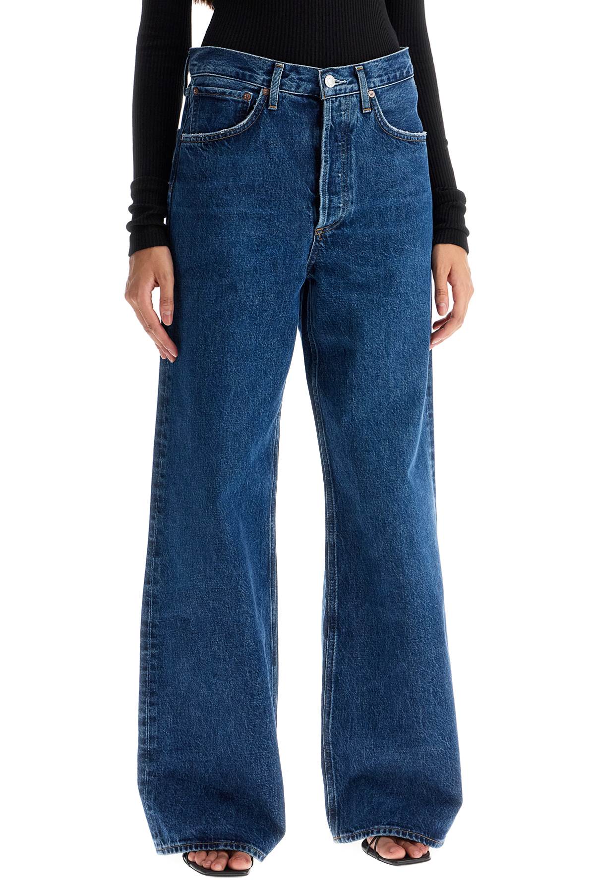 Shop Agolde Dame Wide Leg Jeans In Blue