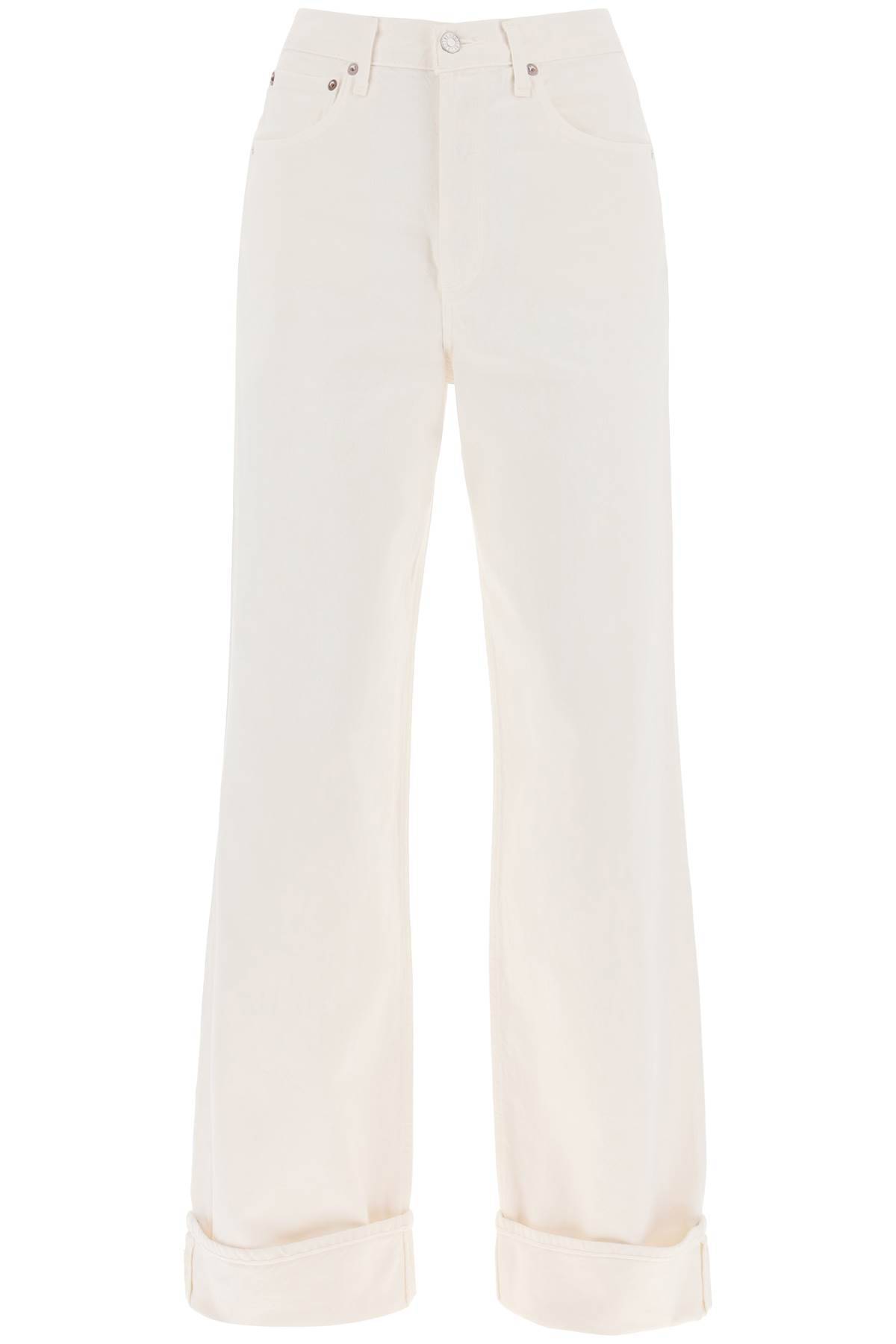 Shop Agolde Dame Wide Leg Jeans In White