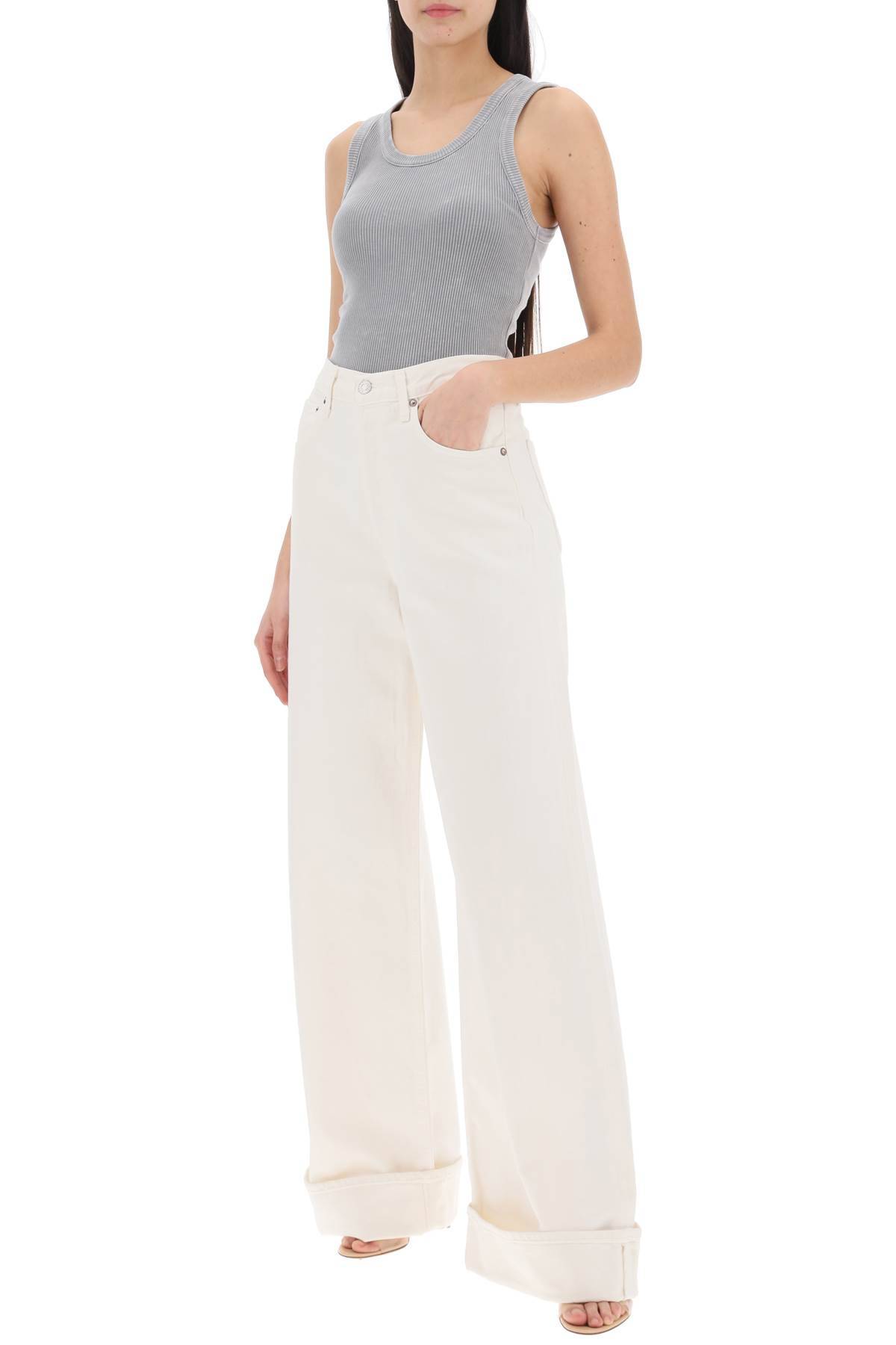 Shop Agolde Dame Wide Leg Jeans In White