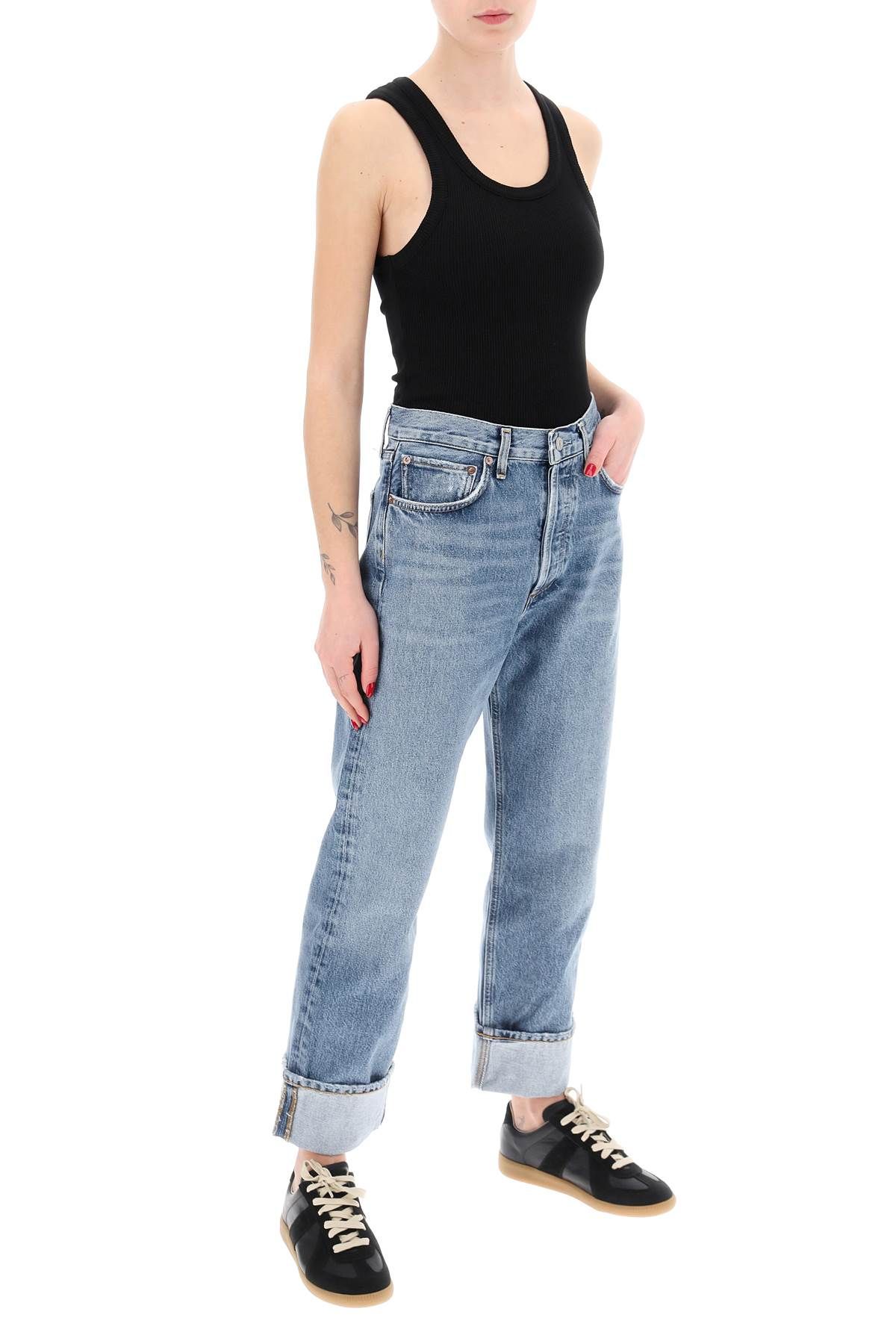 Shop Agolde Ca  Straight Jeans With Low Crotch Fran In Blue