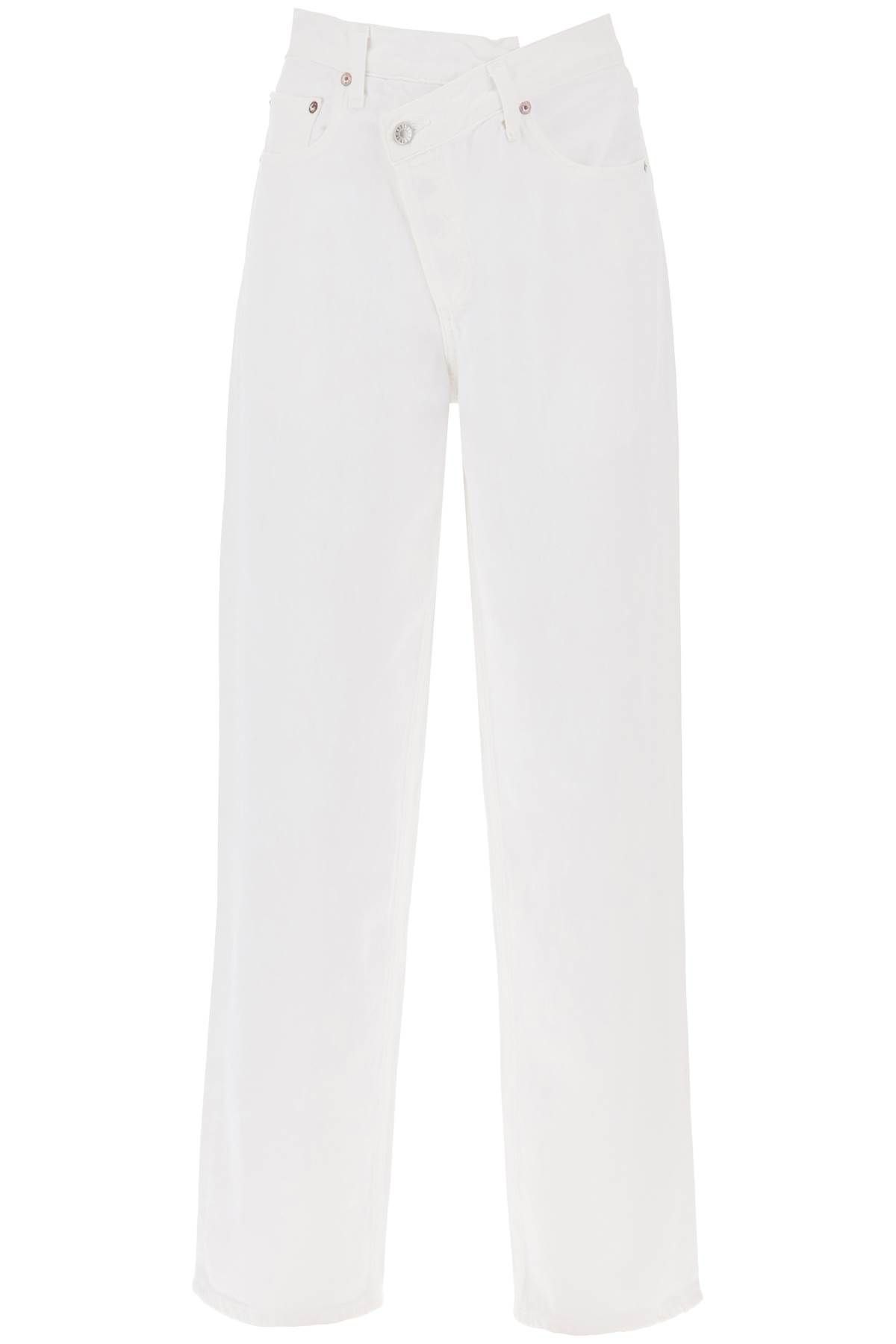 Shop Agolde Criss Cross Jeans In White