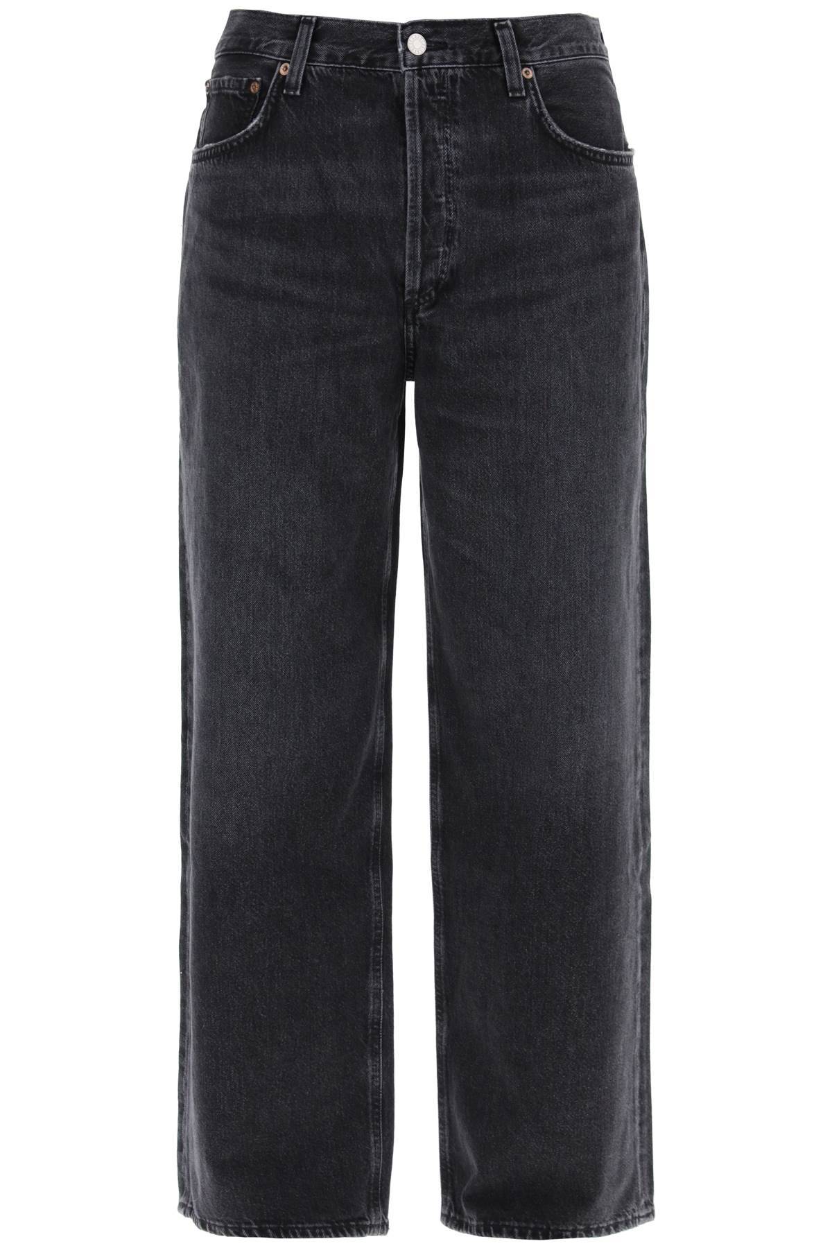 Shop Agolde Baggy Slung Jeans In Black,grey