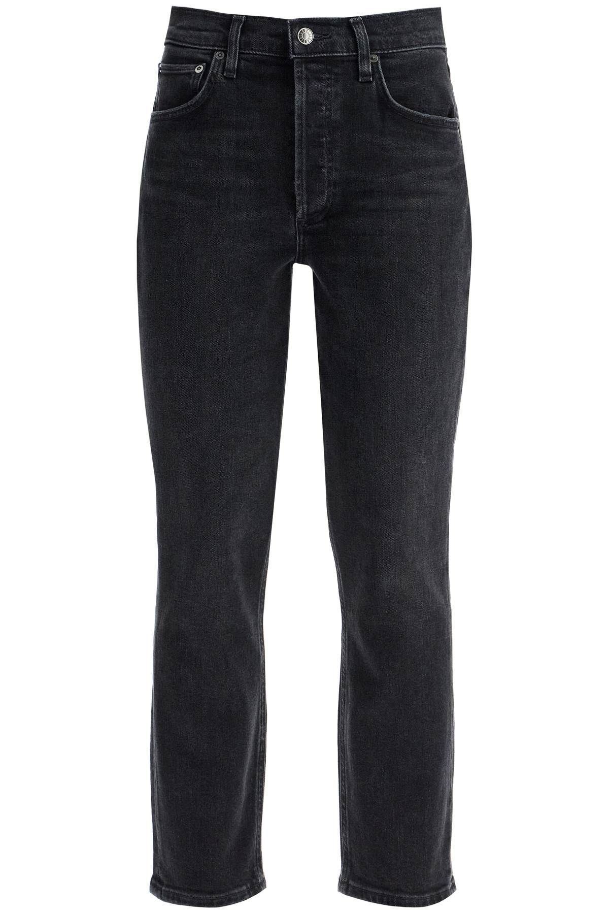 Shop Agolde Cropped Riley Jeans By In Black