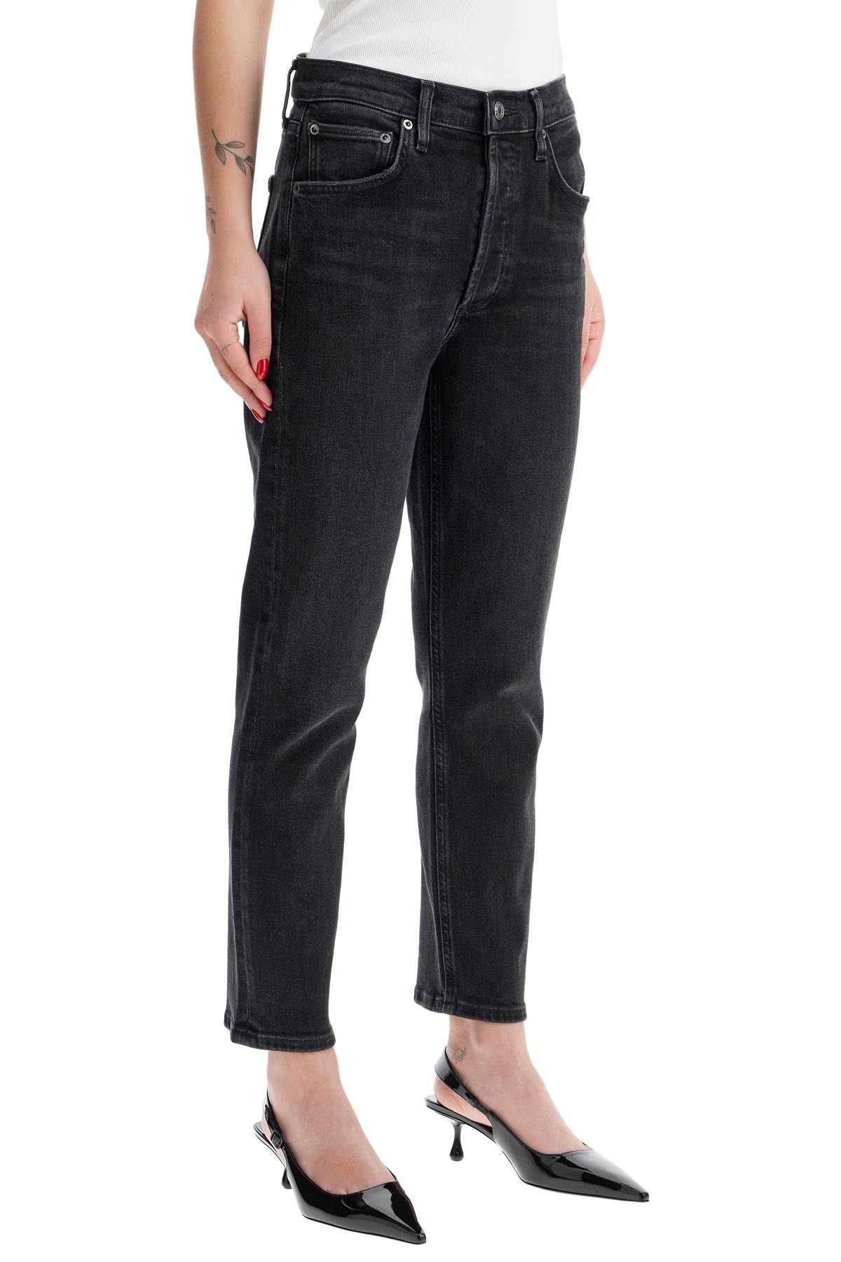 Shop Agolde Cropped Riley Jeans By In Black