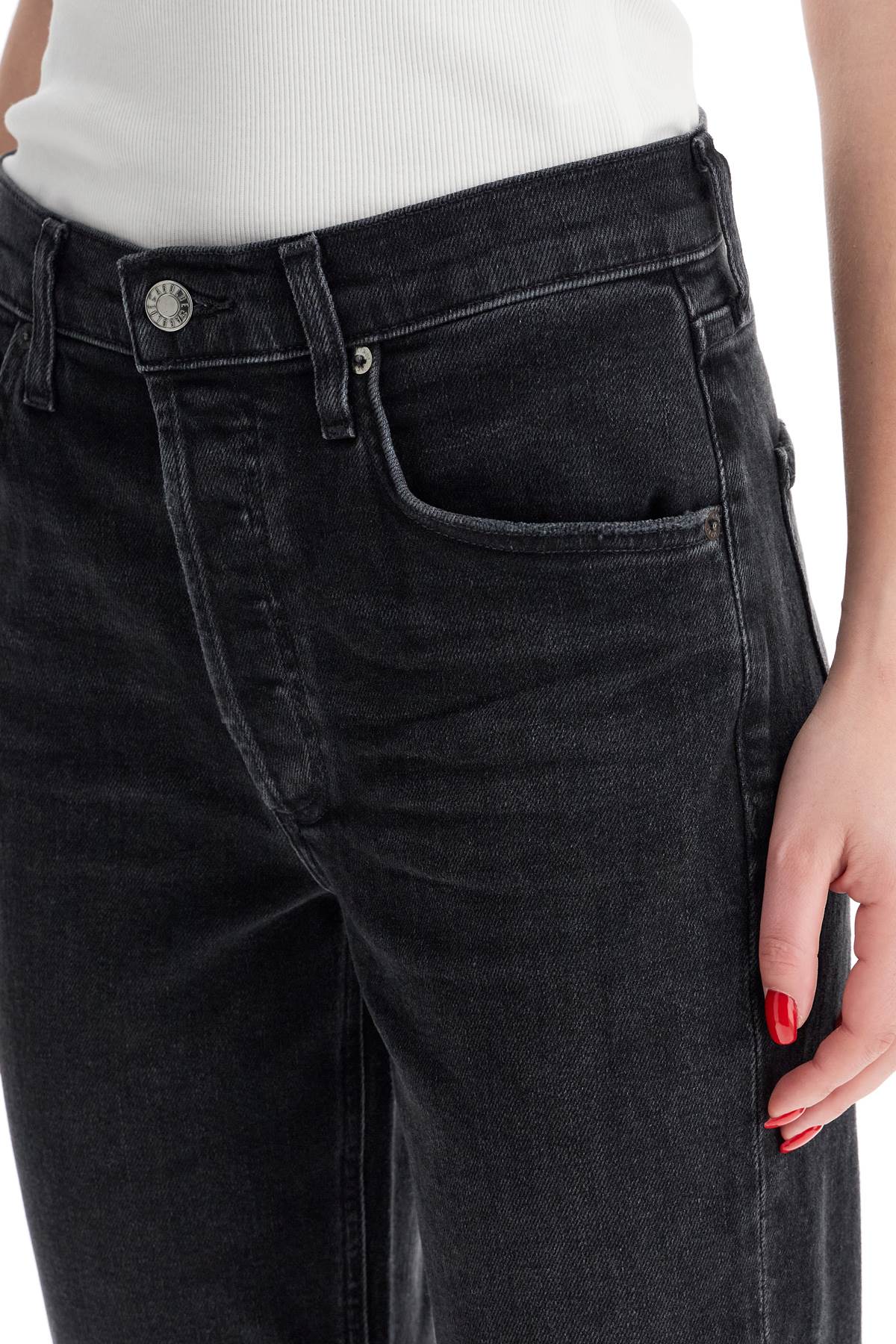 Shop Agolde Cropped Riley Jeans By In Black