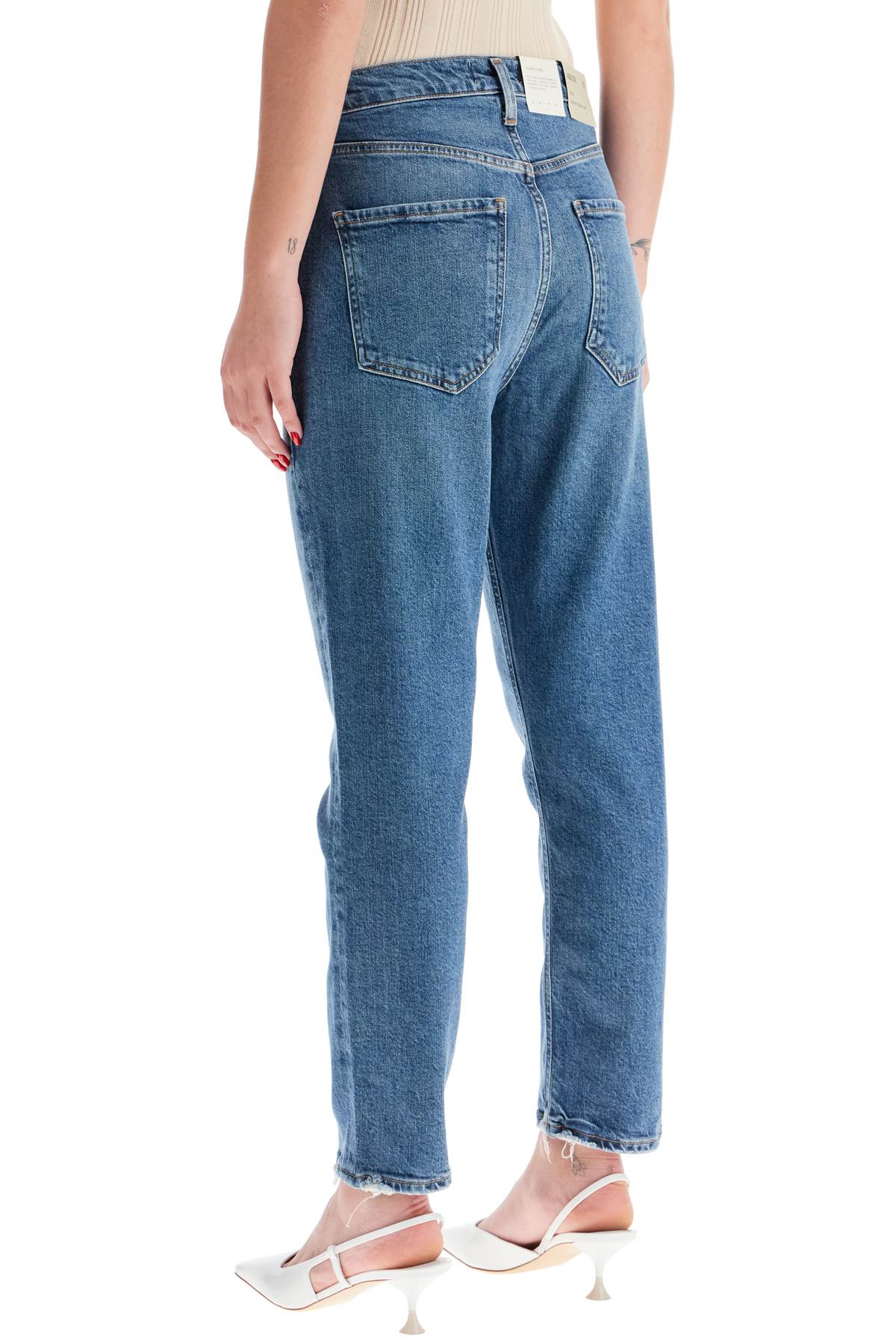 Shop Agolde Riley Cropped Jeans In Blue