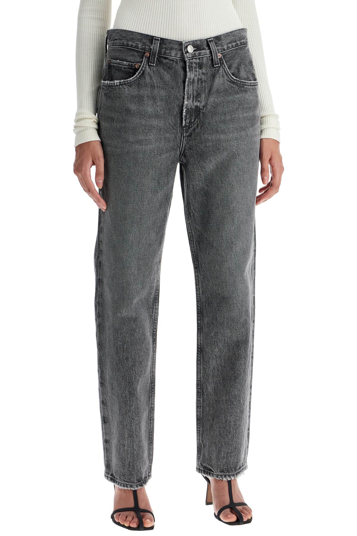 Shop Agolde Vintage Effect Valen Jeans In Grey