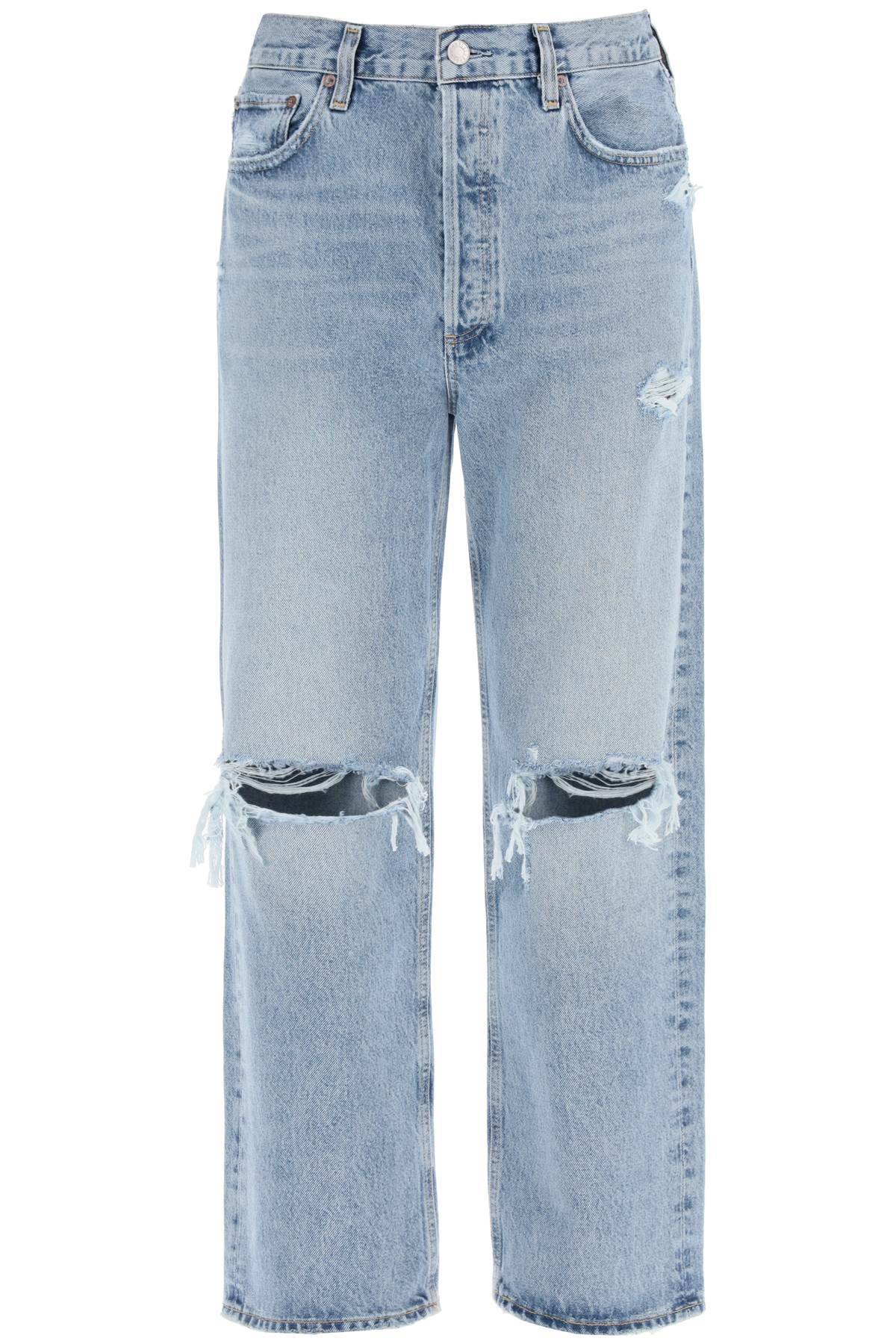 Shop Agolde 90's Destroyed Jeans With Distressed Details In Blue