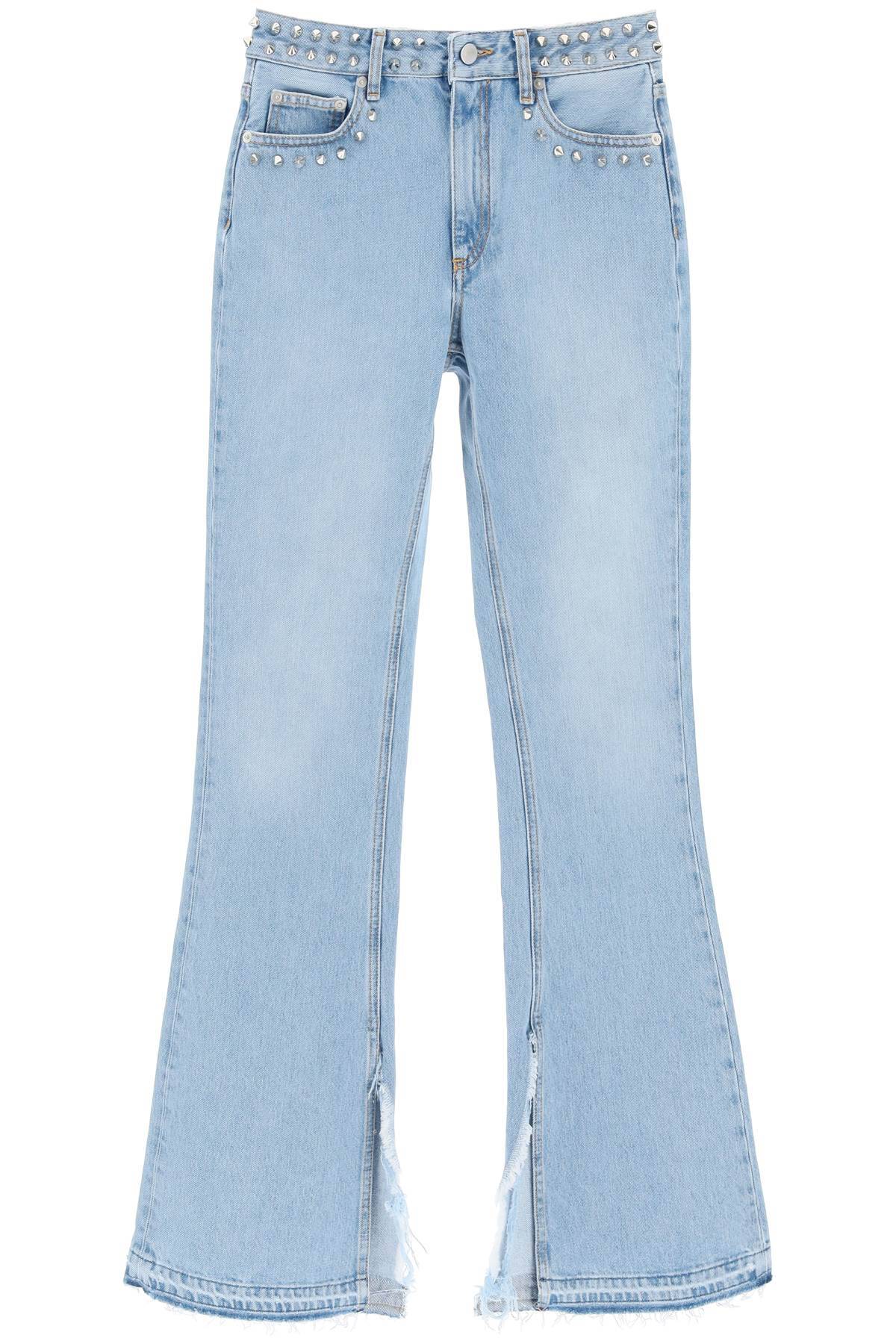 Shop Alessandra Rich Flared Jeans With Studs In Light Blue